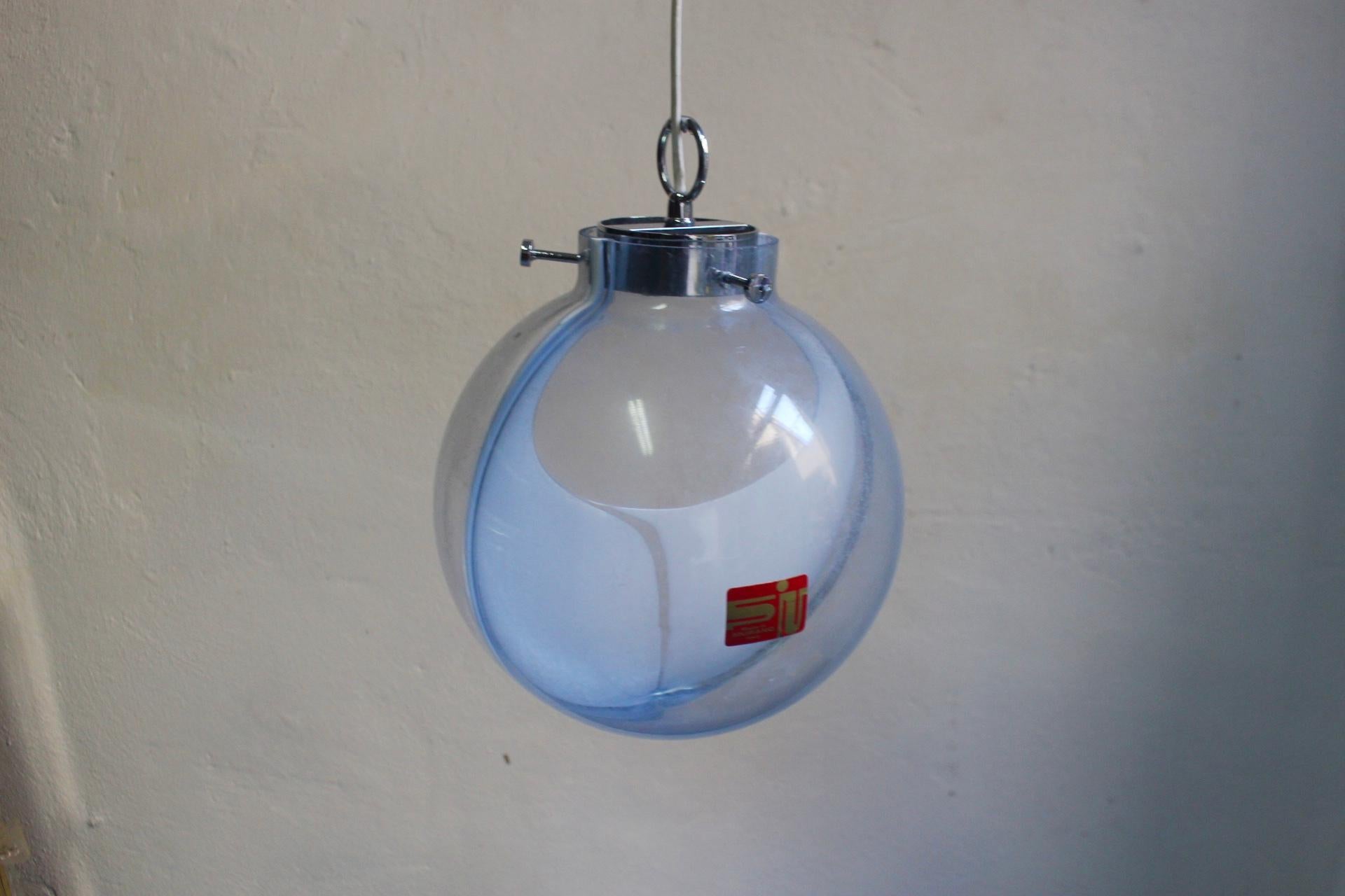 Midcentury Large Membrane Murano Glass Globe Lamp by Toni Zuccheri-Venini, 1960s In Excellent Condition For Sale In Valencia, Valencia