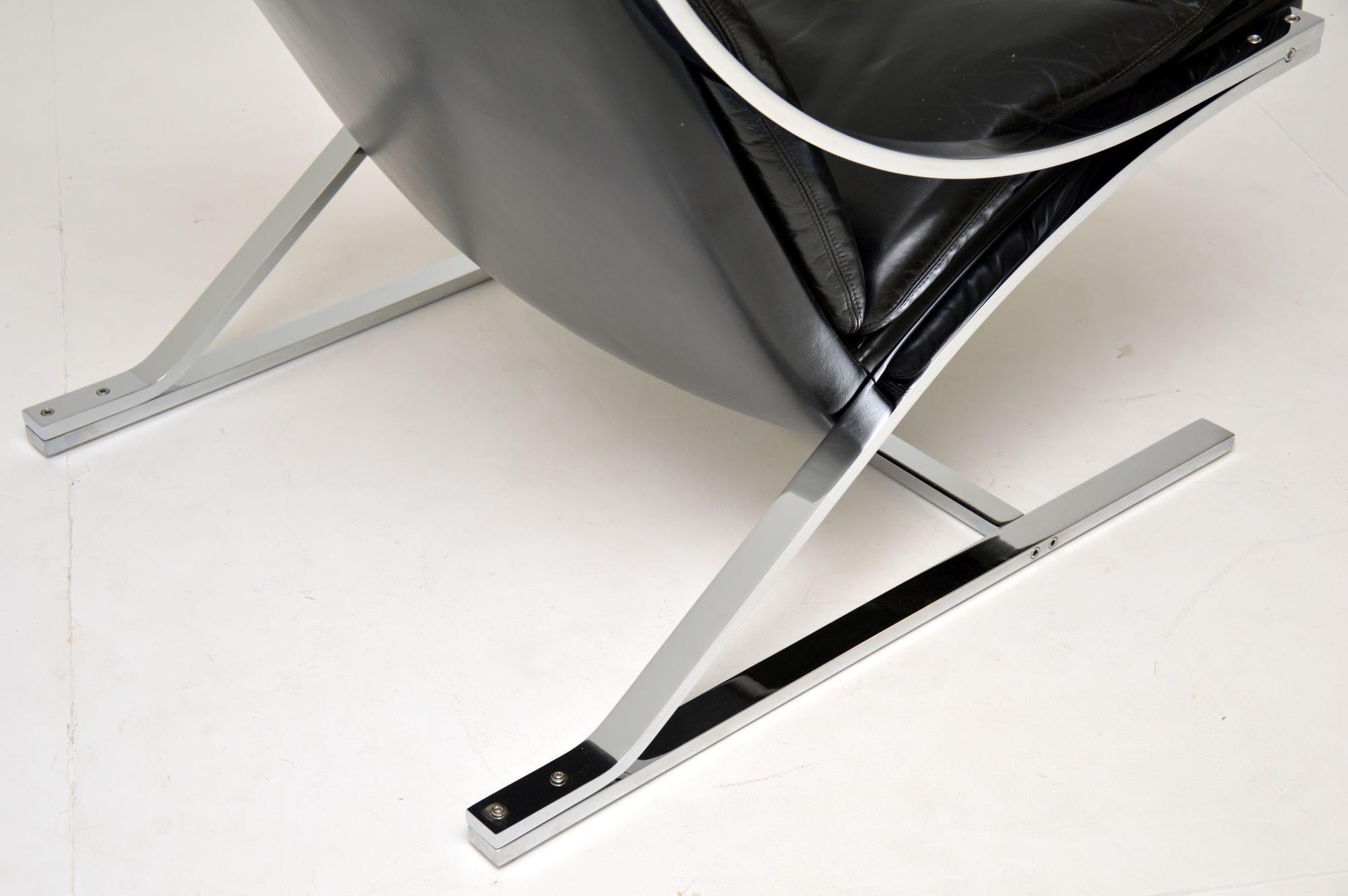 1960s Vintage Leather and Chrome Zeta Chair by Paul Tuttle for Strassle 4