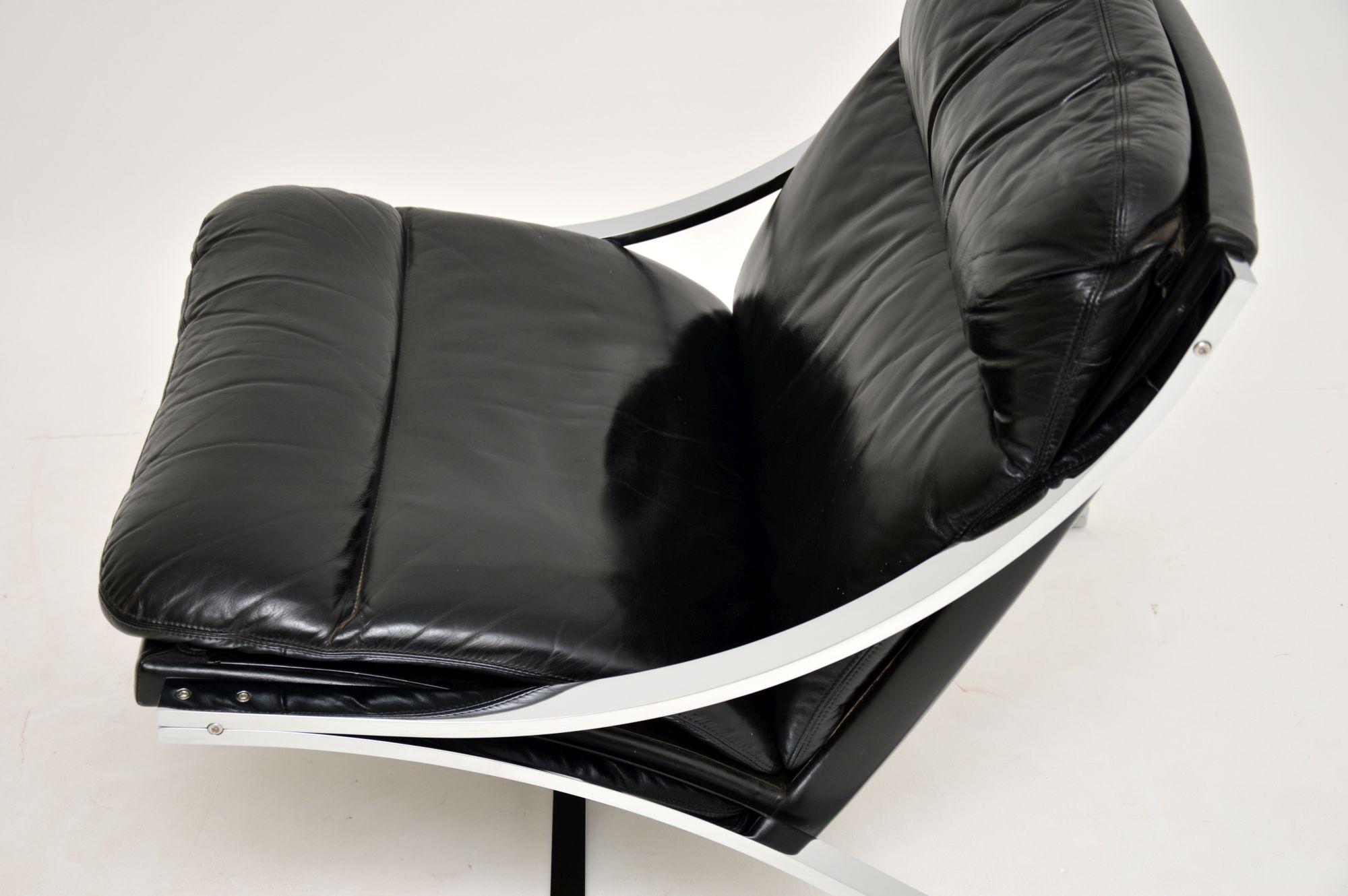 1960s Vintage Leather and Chrome Zeta Chair by Paul Tuttle for Strassle 5