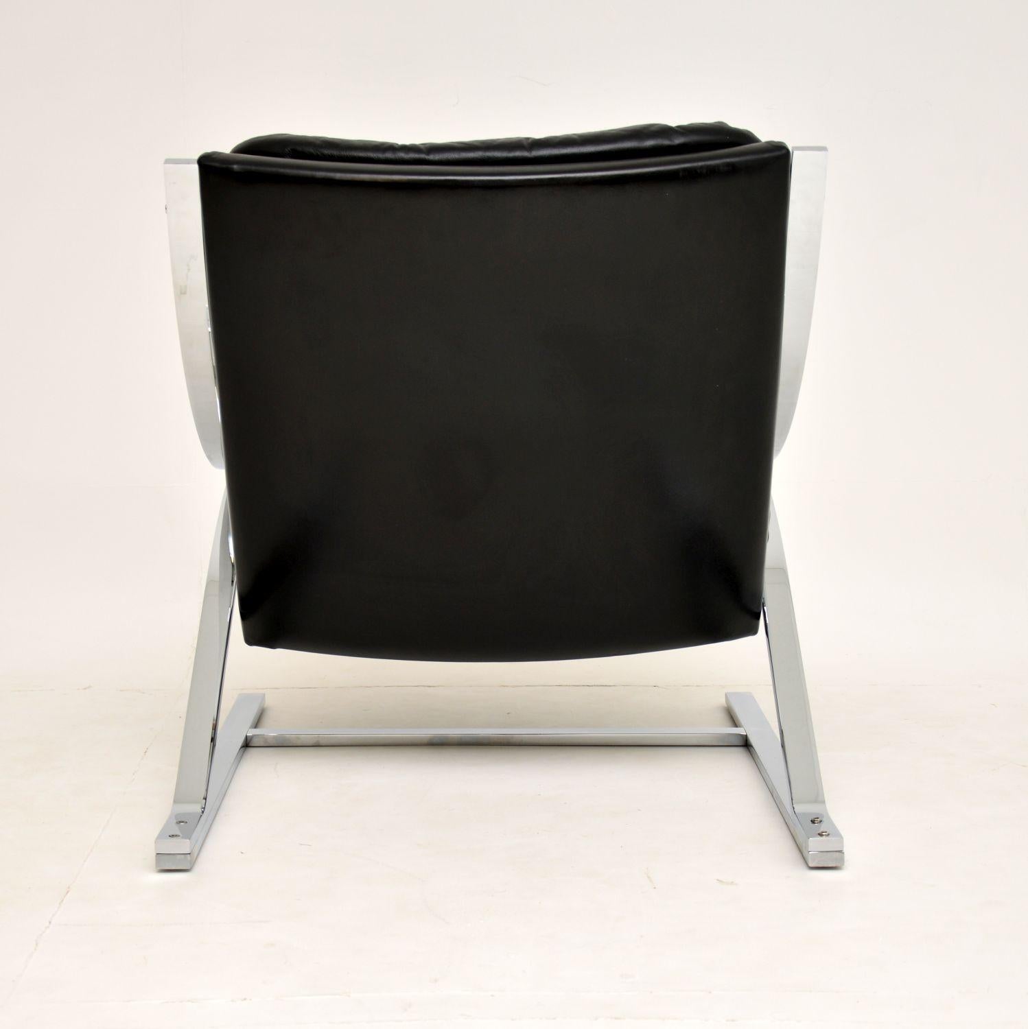 1960’s Vintage Leather & Chrome Zeta Chair by Paul Tuttle for Strassle 6