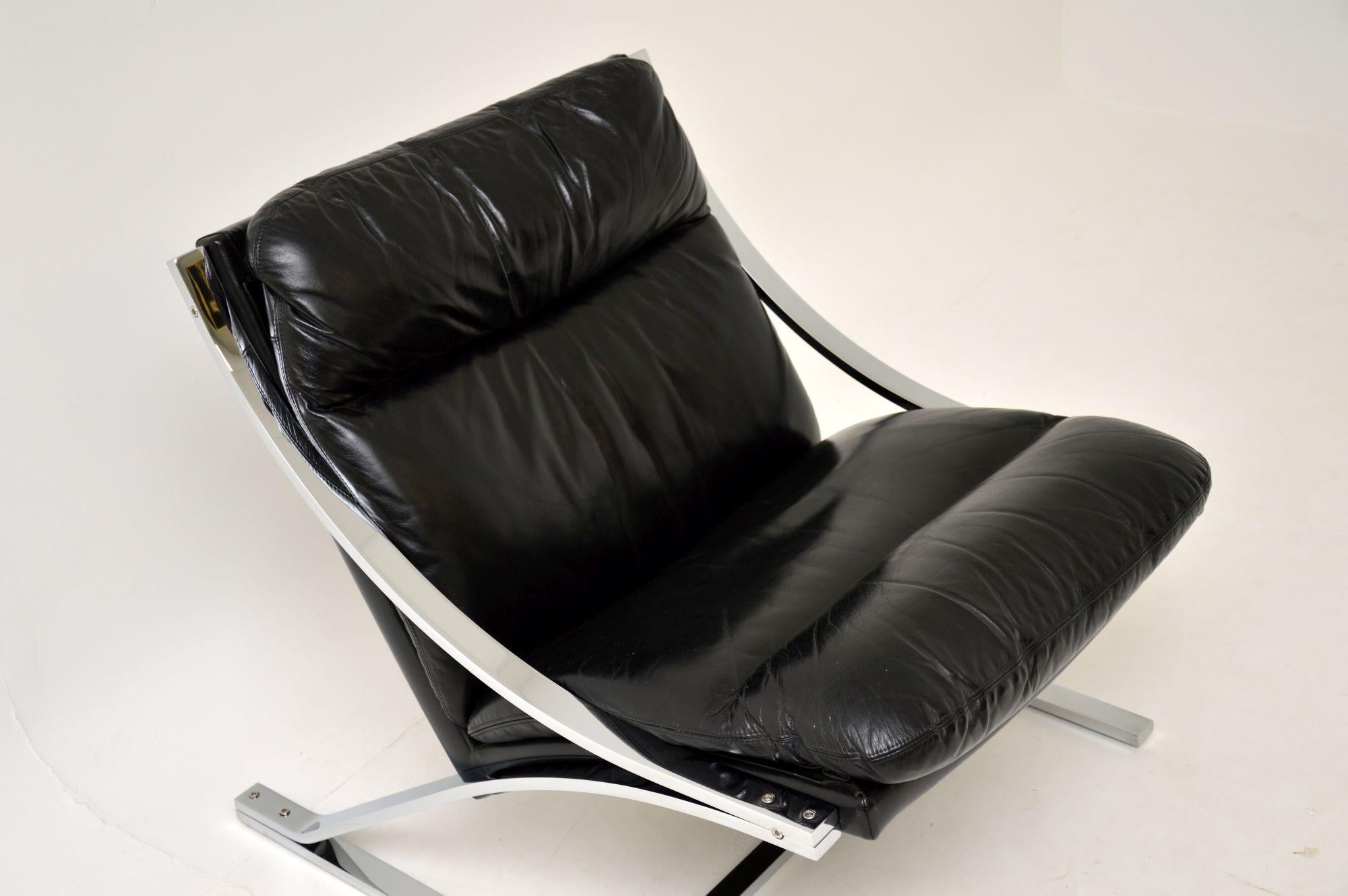 20th Century 1960s Vintage Leather and Chrome Zeta Chair by Paul Tuttle for Strassle