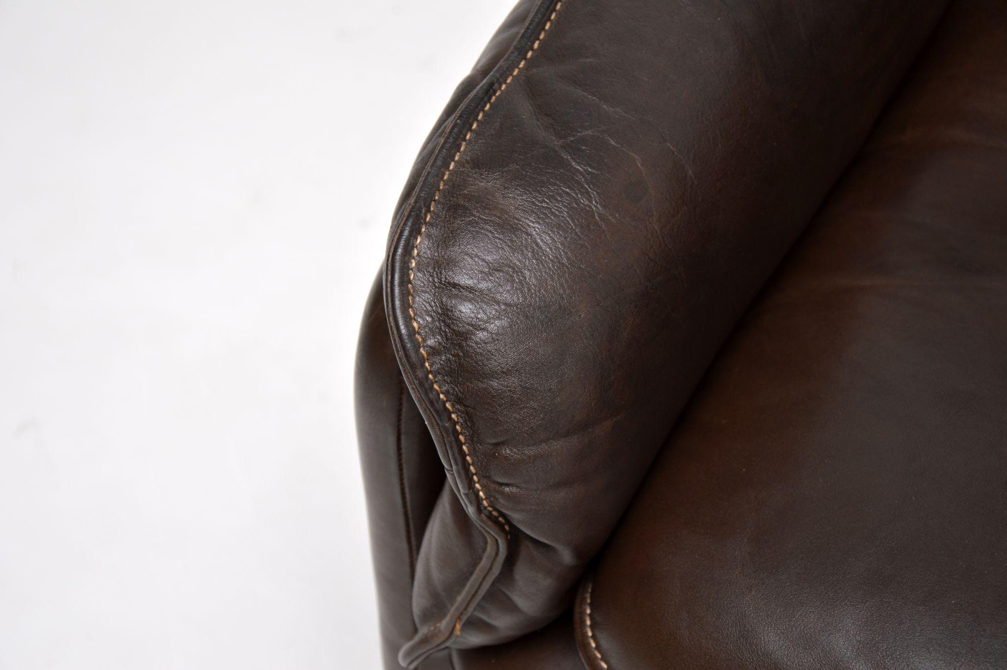 1960's, Vintage Leather De Sede Ds 61 Sofa 1