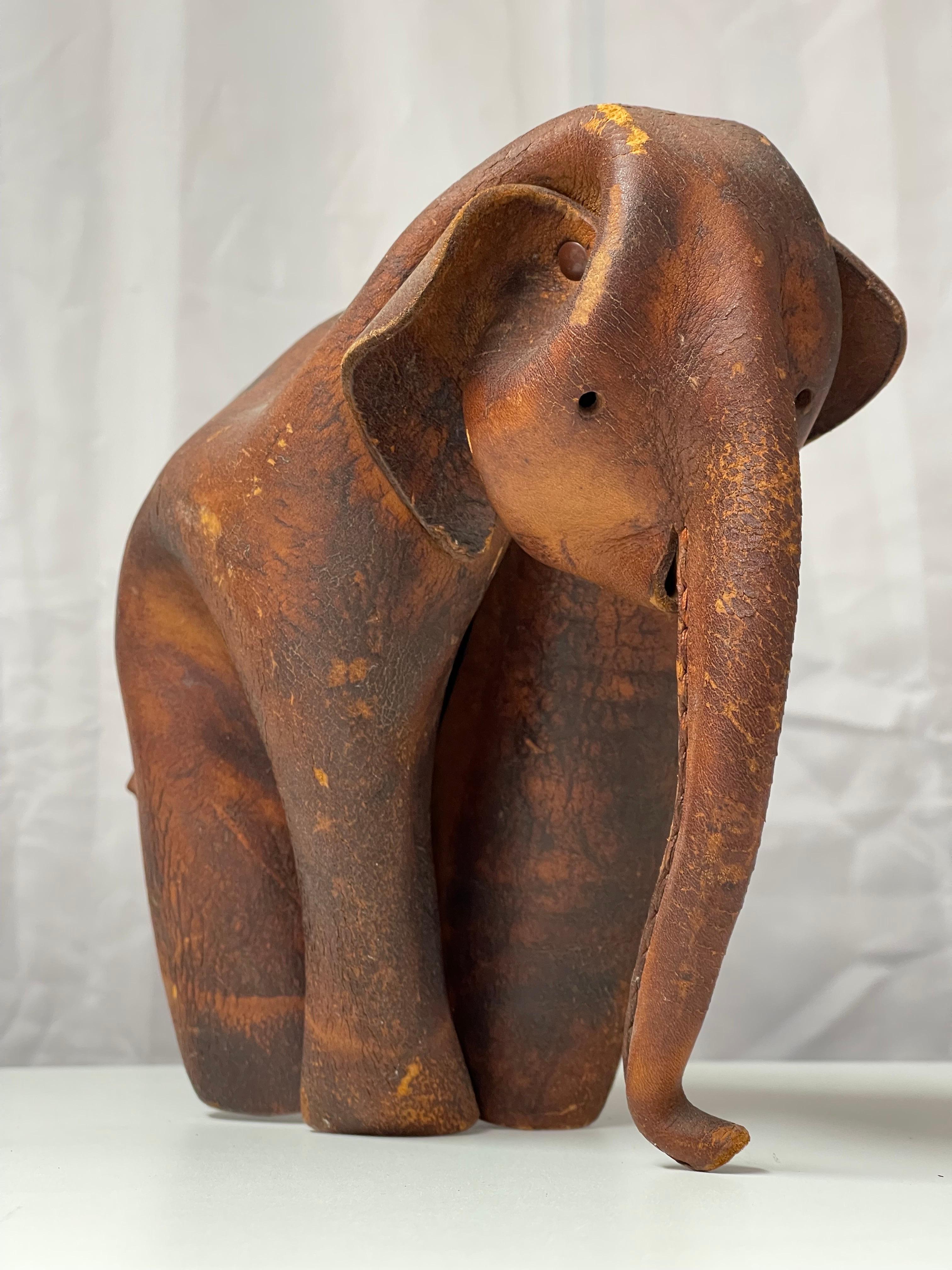 Mid-Century Modern 1960's Vintage Leather Deru Elephant  For Sale