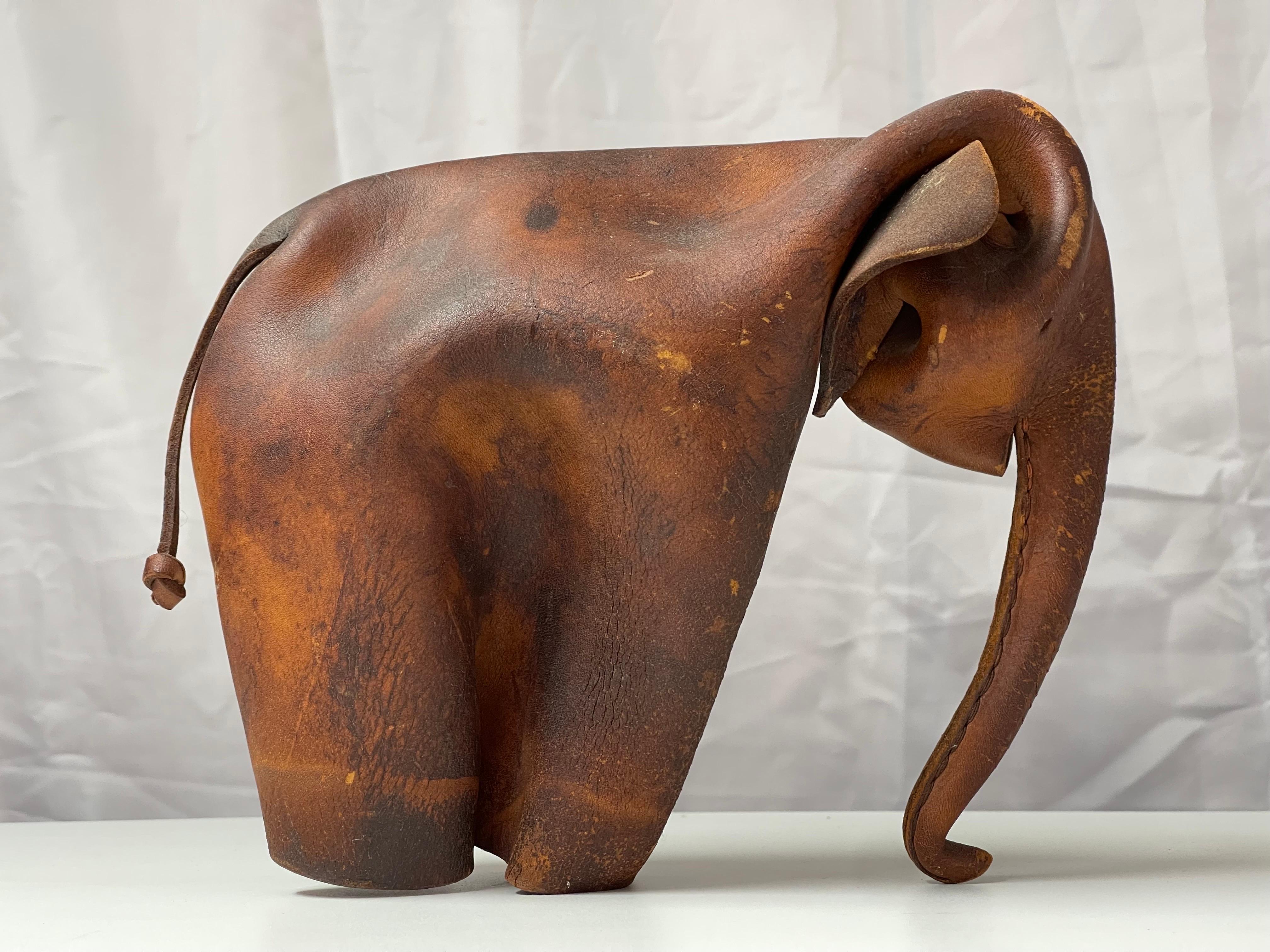 1960's Vintage Leather Deru Elephant  In Good Condition For Sale In Redding, CT