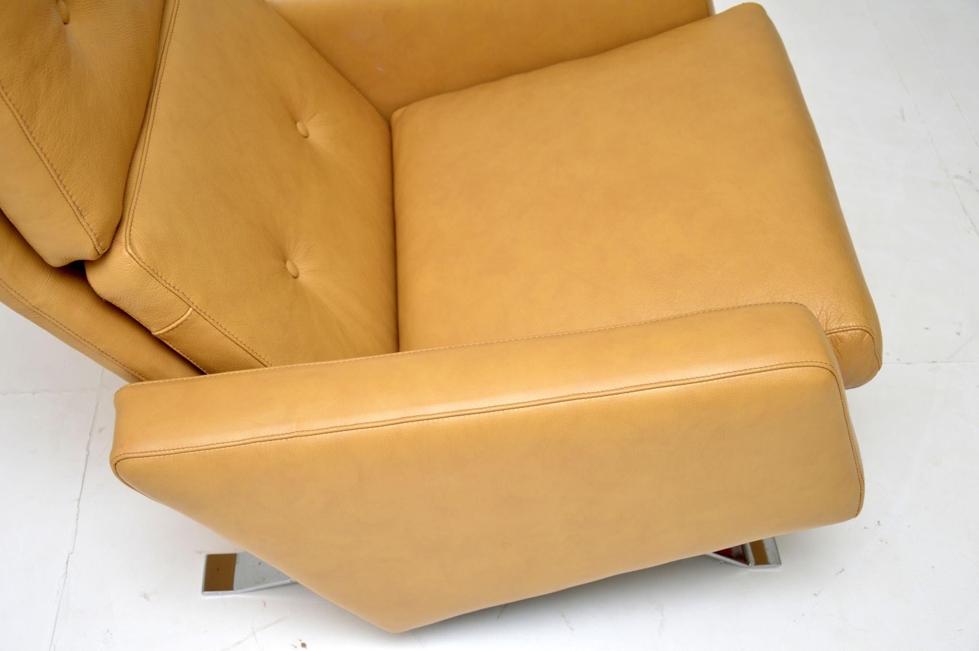 British 1960s Vintage Leather “Leo” Armchair by Robin Day for Hille