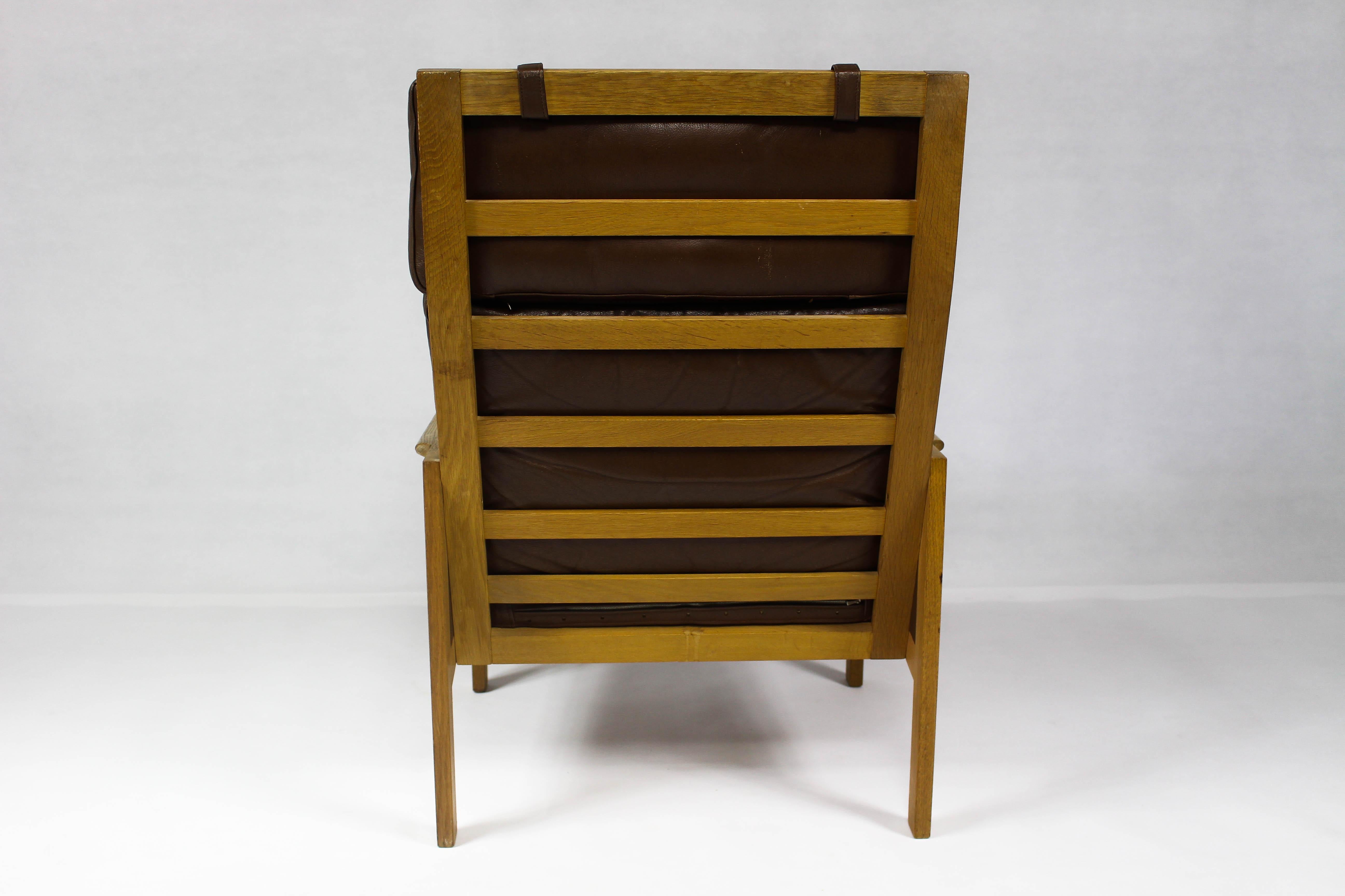Chaise longue en cuir vintage des années 1960 par Illum Wikkelsø en vente 6