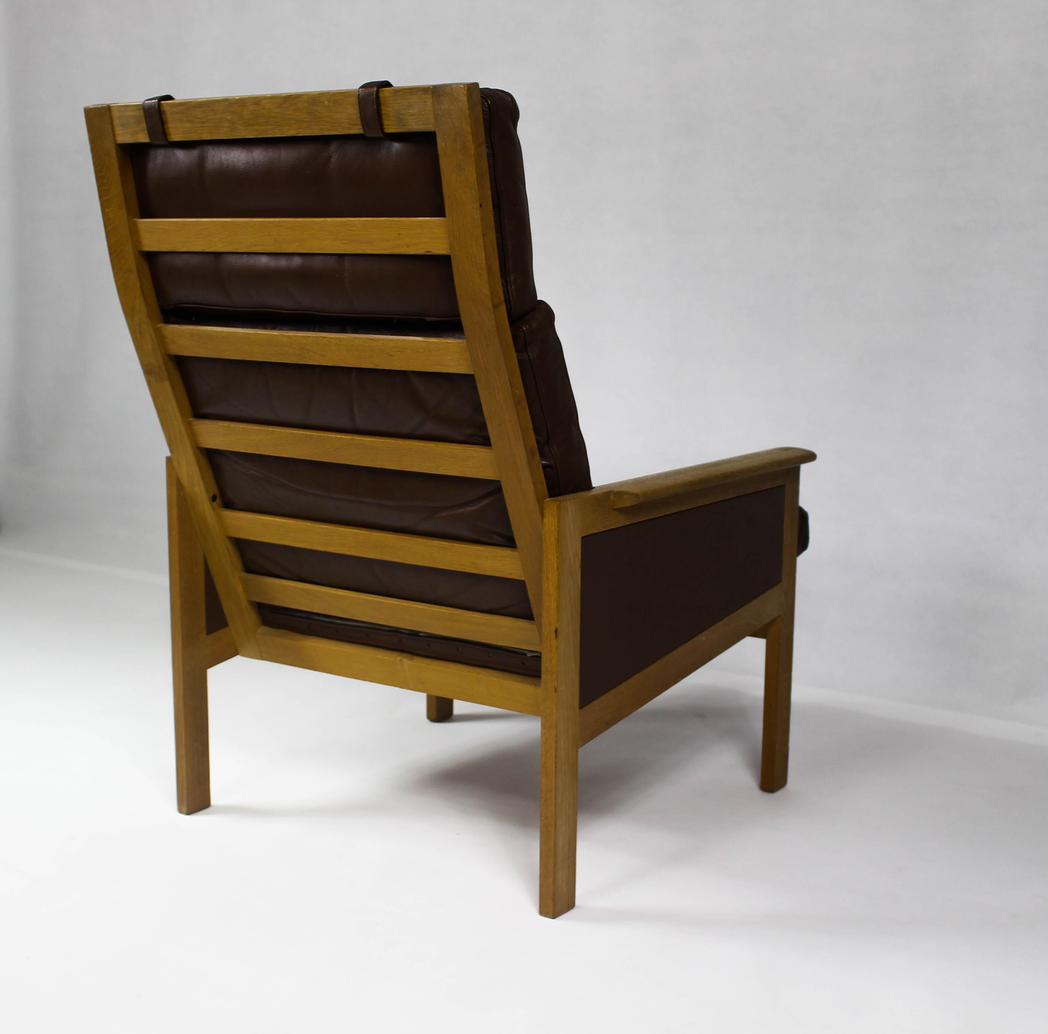 Chaise longue en cuir vintage des années 1960 par Illum Wikkelsø en vente 8