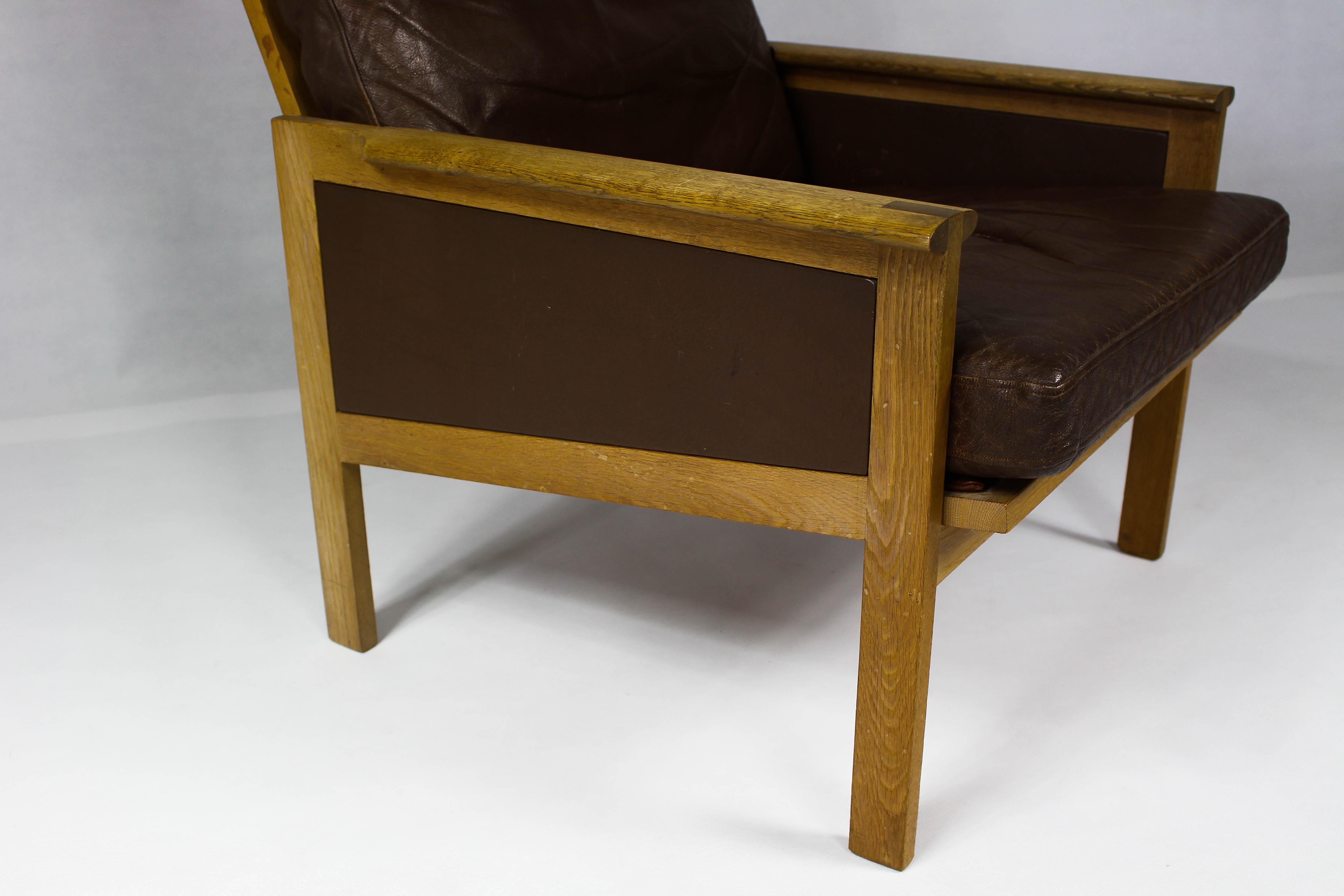 Scandinave moderne Chaise longue en cuir vintage des années 1960 par Illum Wikkelsø en vente