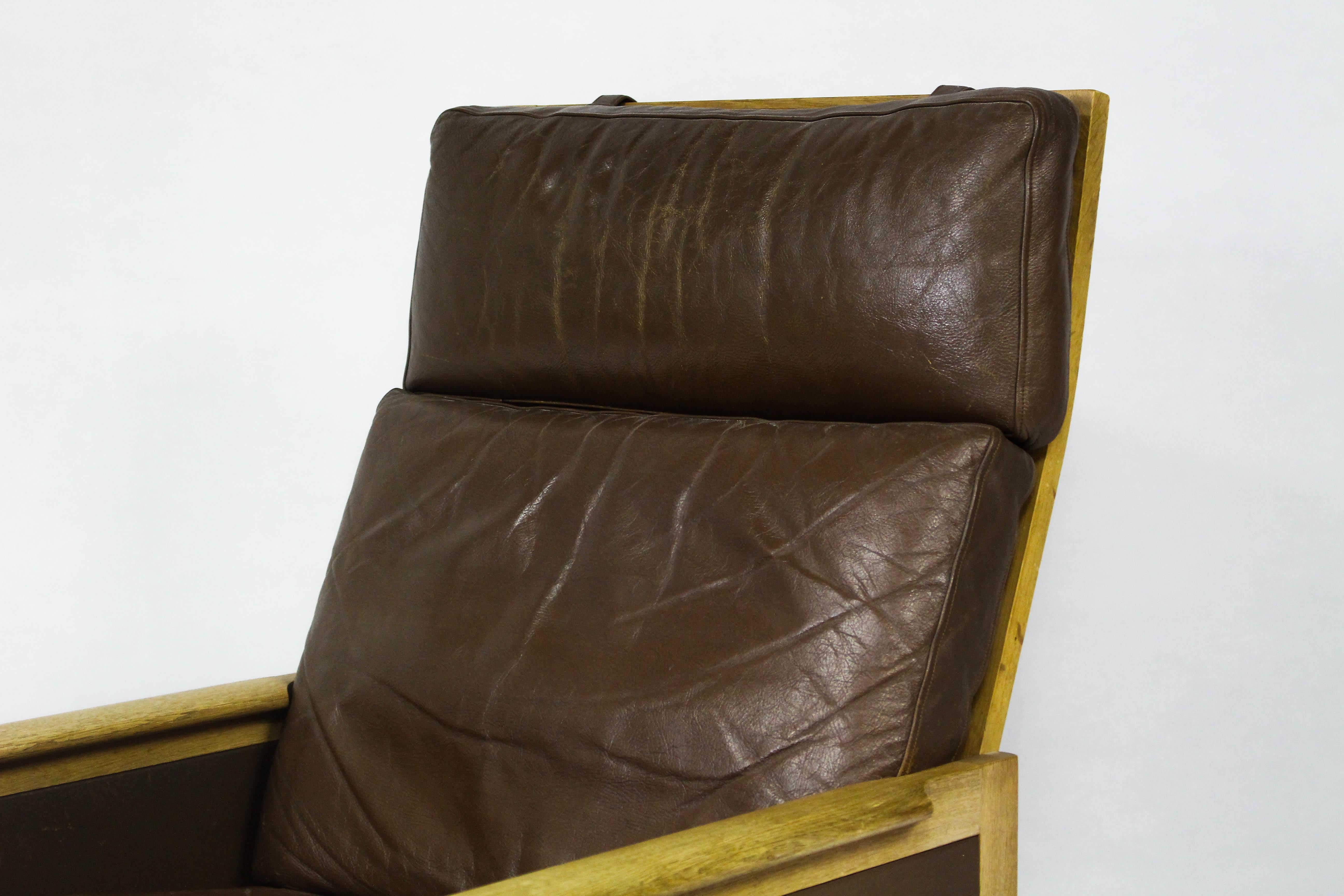 20th Century 1960s Vintage Leather Lounge Chair by Illum Wikkelsø For Sale