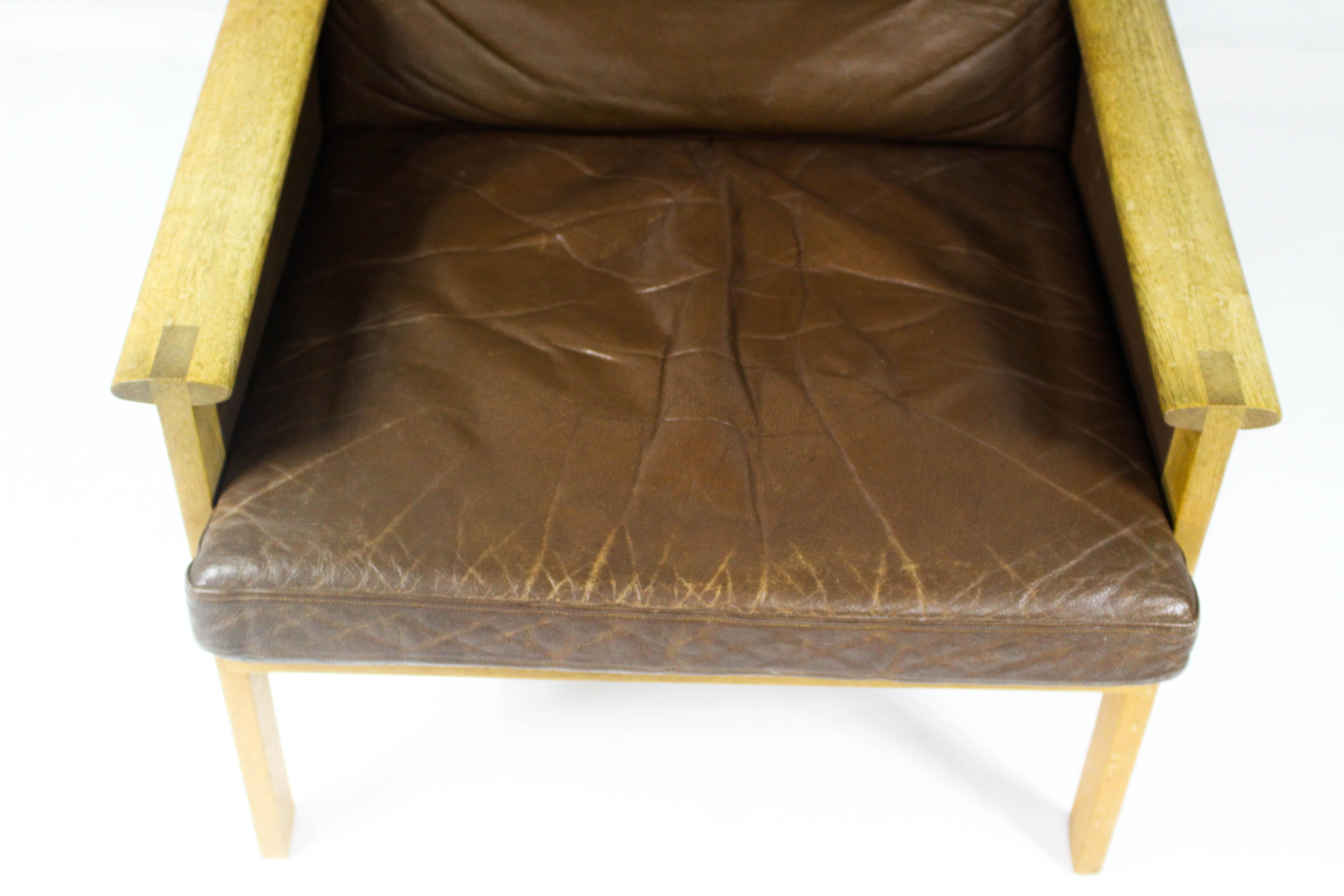 1960s Vintage Leather Lounge Chair by Illum Wikkelsø For Sale 1