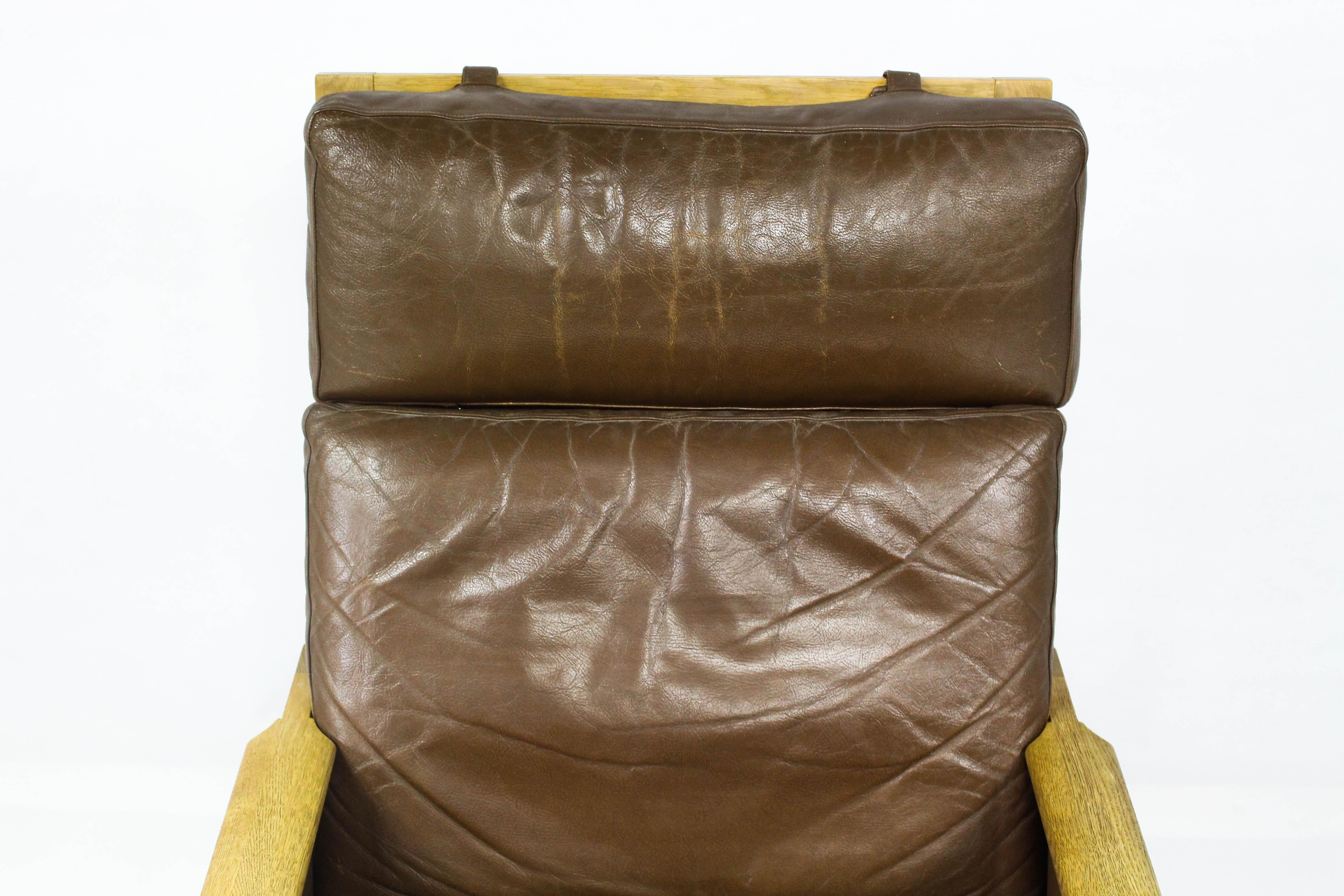 Chaise longue en cuir vintage des années 1960 par Illum Wikkelsø en vente 1