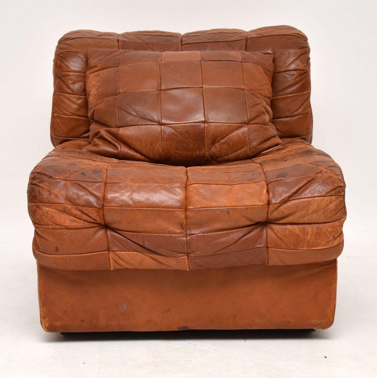 1960s Vintage Leather Modular Chair & Cushion by De Sede 4