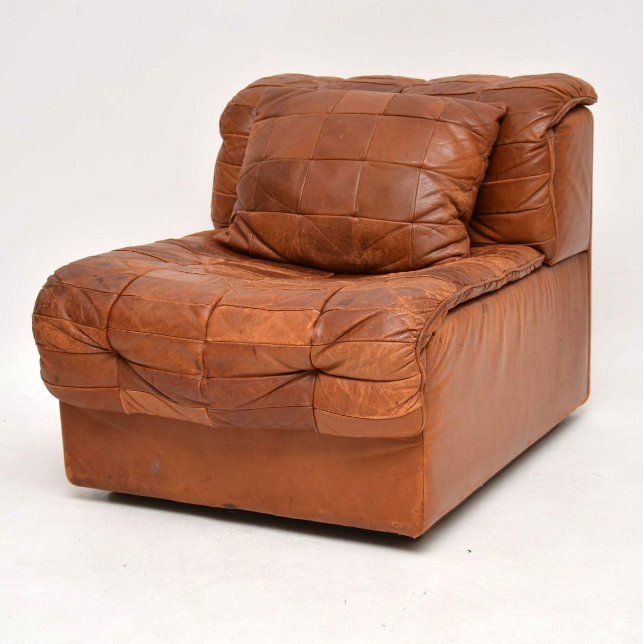 Mid-Century Modern 1960s Vintage Leather Modular Chair & Cushion by De Sede