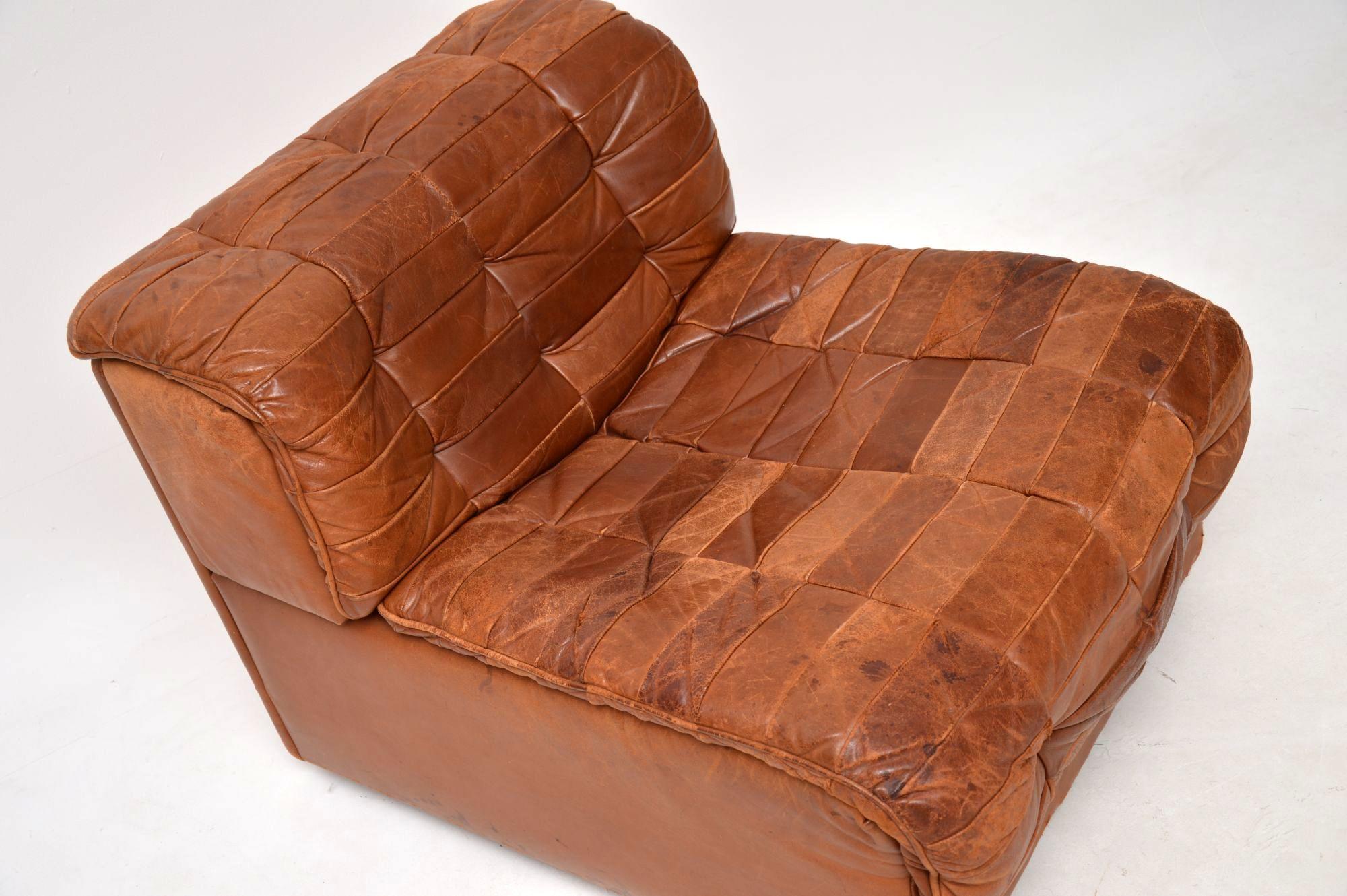1960s Vintage Leather Modular Chair & Cushion by De Sede In Good Condition In London, GB