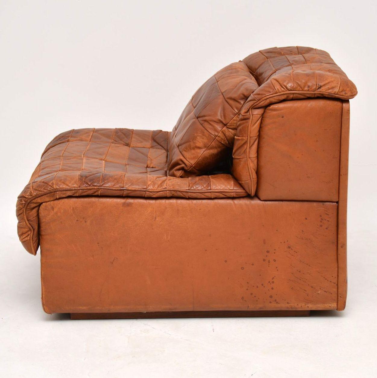 Mid-20th Century 1960s Vintage Leather Modular Chair & Cushion by De Sede