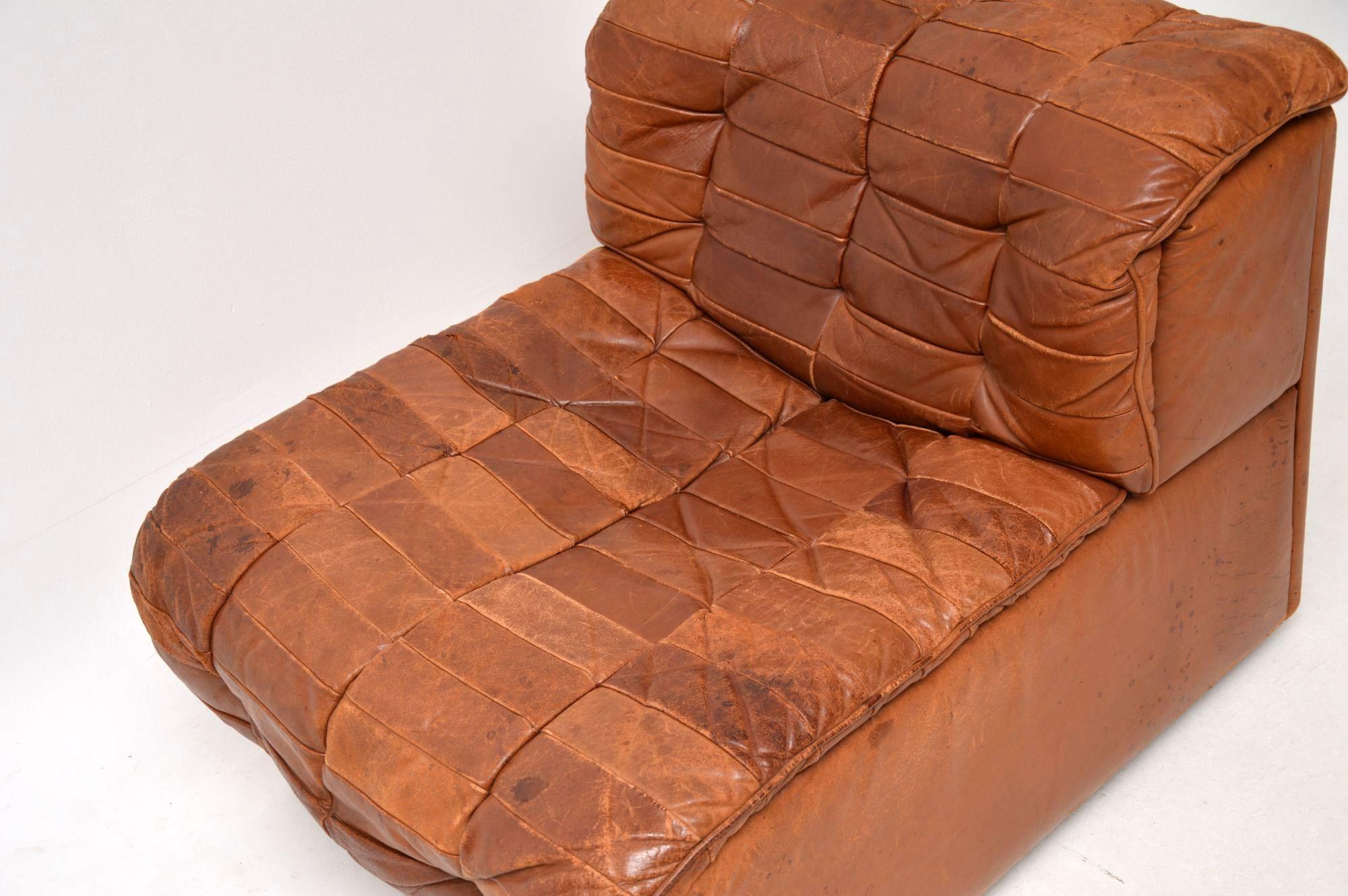 1960s Vintage Leather Modular Chair & Cushion by De Sede 2