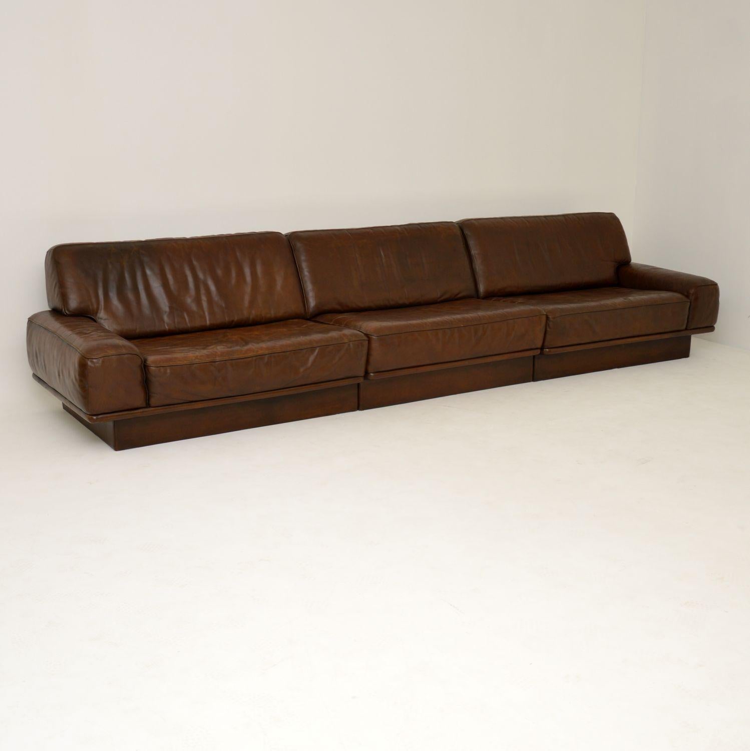 Mid-Century Modern 1960s Vintage Leather Modular Sofa by De Sede