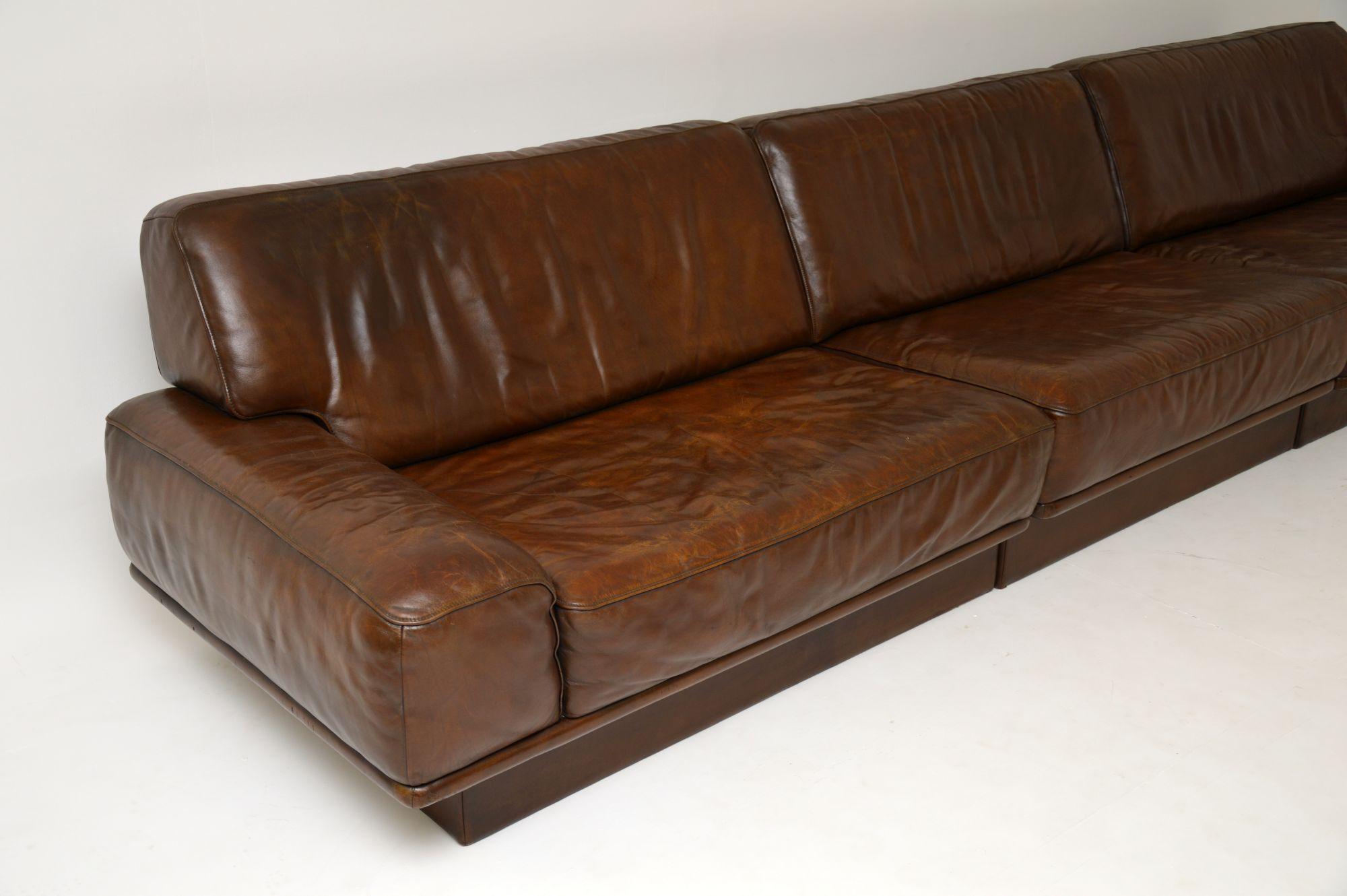 Mid-20th Century 1960s Vintage Leather Modular Sofa by De Sede