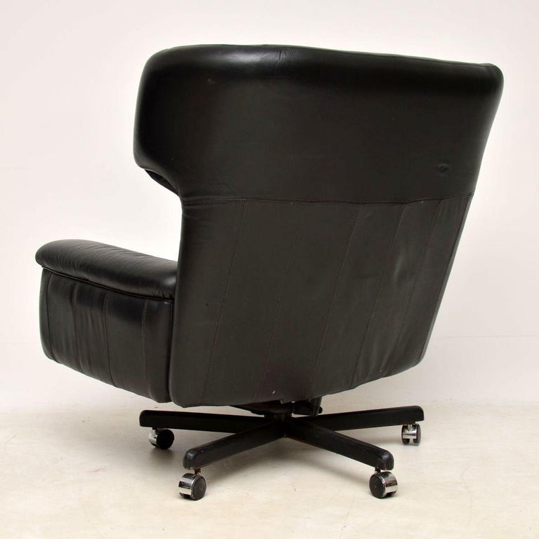 1960s Vintage Leather Reclining Armchair and Stool at 1stDibs