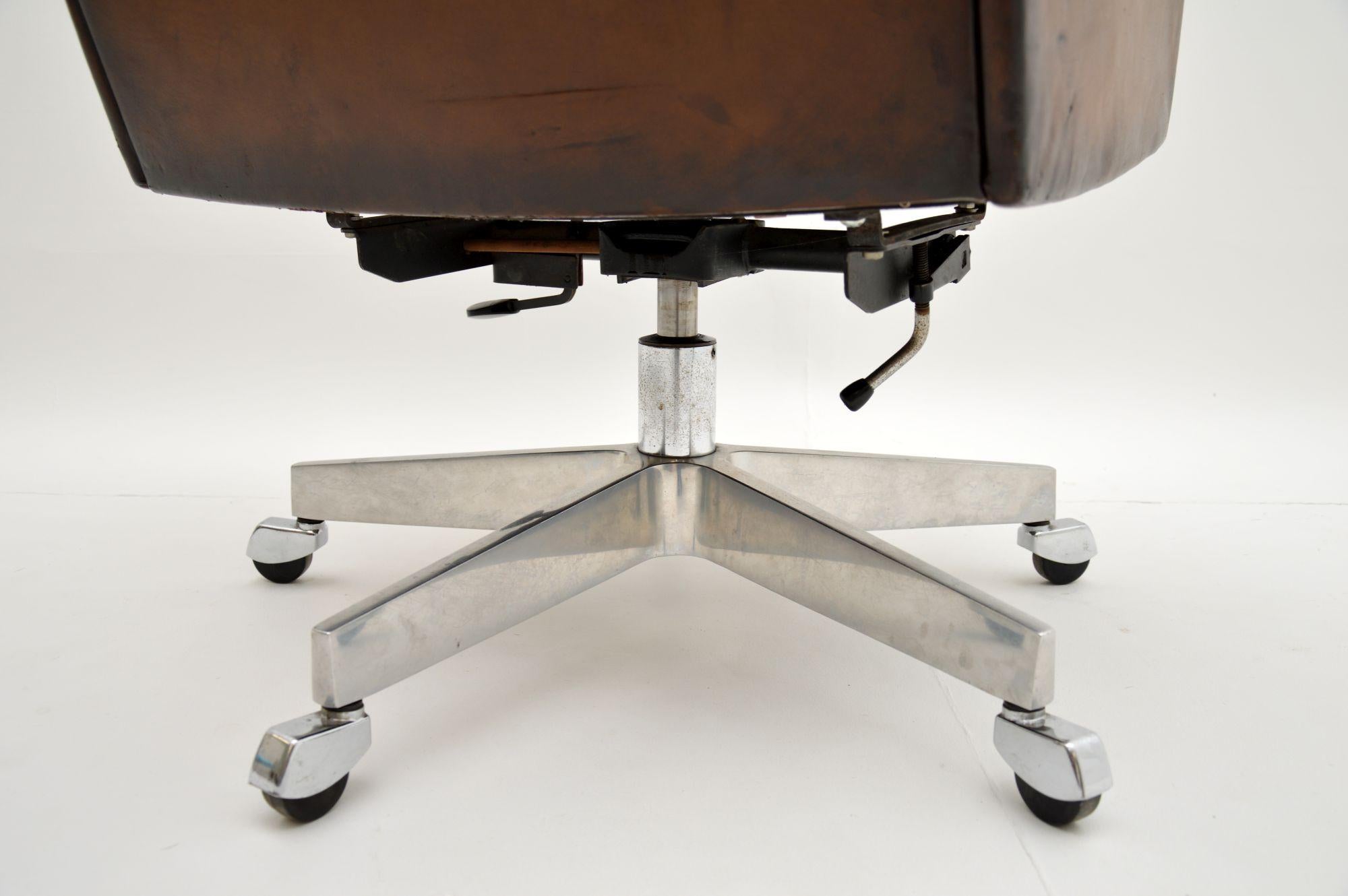 1960s Vintage Leather Swivel Desk Chair by De Sede 4