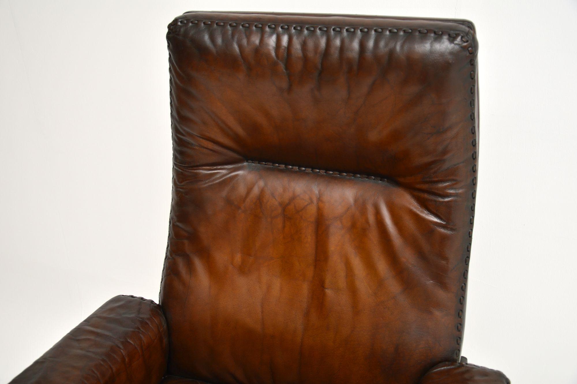 20th Century 1960s Vintage Leather Swivel Desk Chair by De Sede