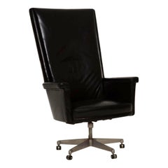 1960s Retro Leather Swivel Desk Chair by John Home for Howard Keith