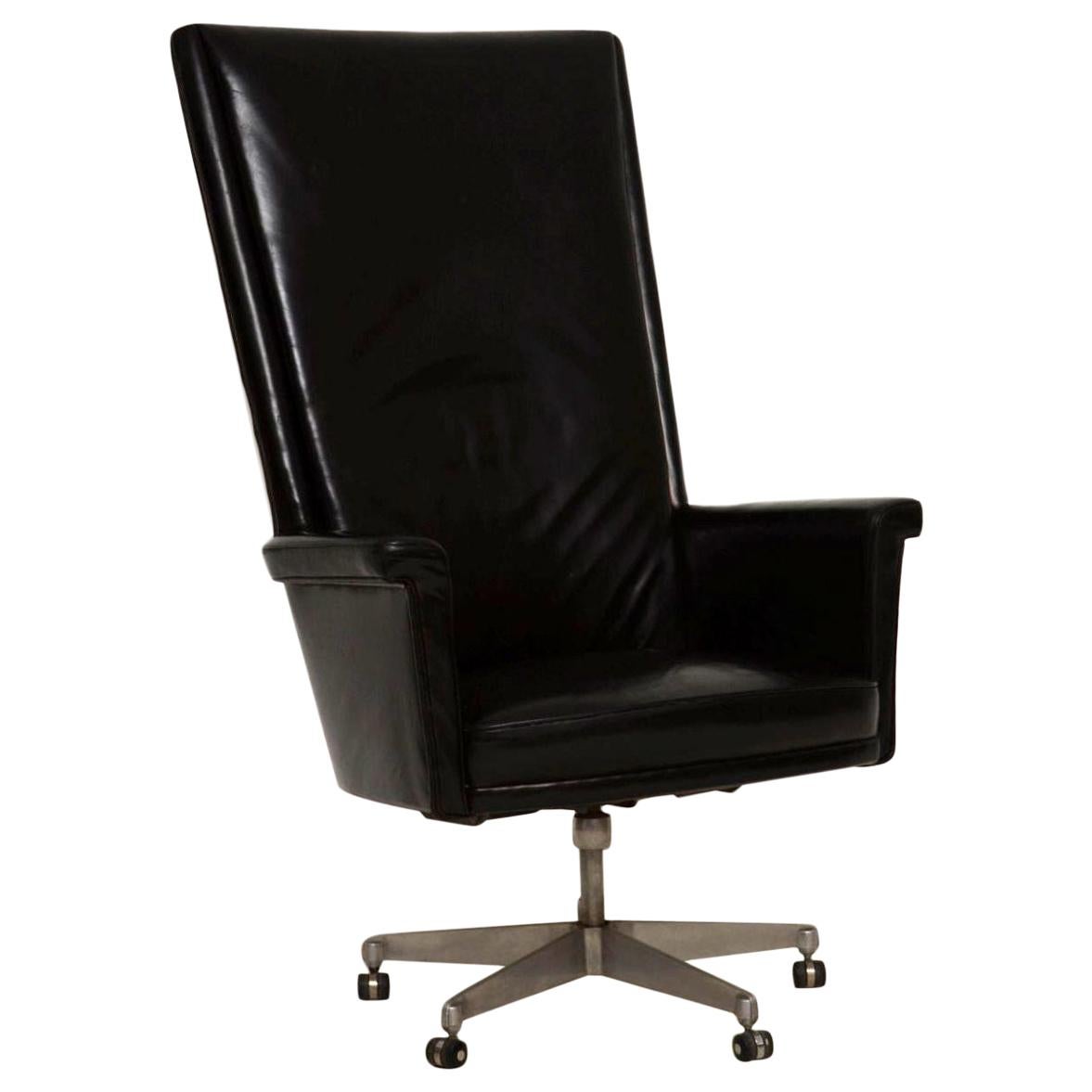 1960s Vintage Leather Swivel Desk Chair by John Home for Howard Keith