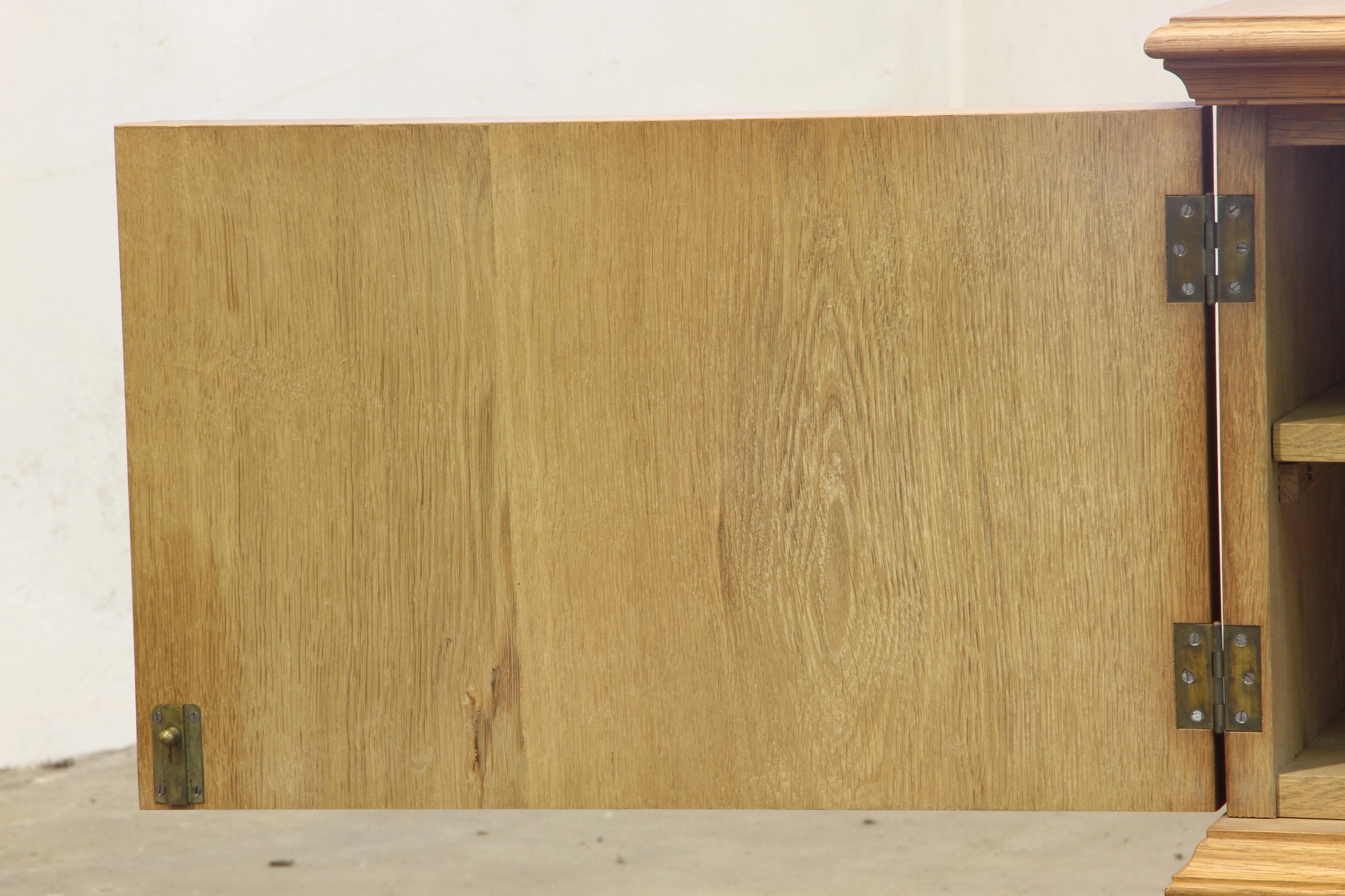 1960s Vintage Low Sideboard / Crezenda Cabinet in Oak, Danish Baroque style For Sale 12