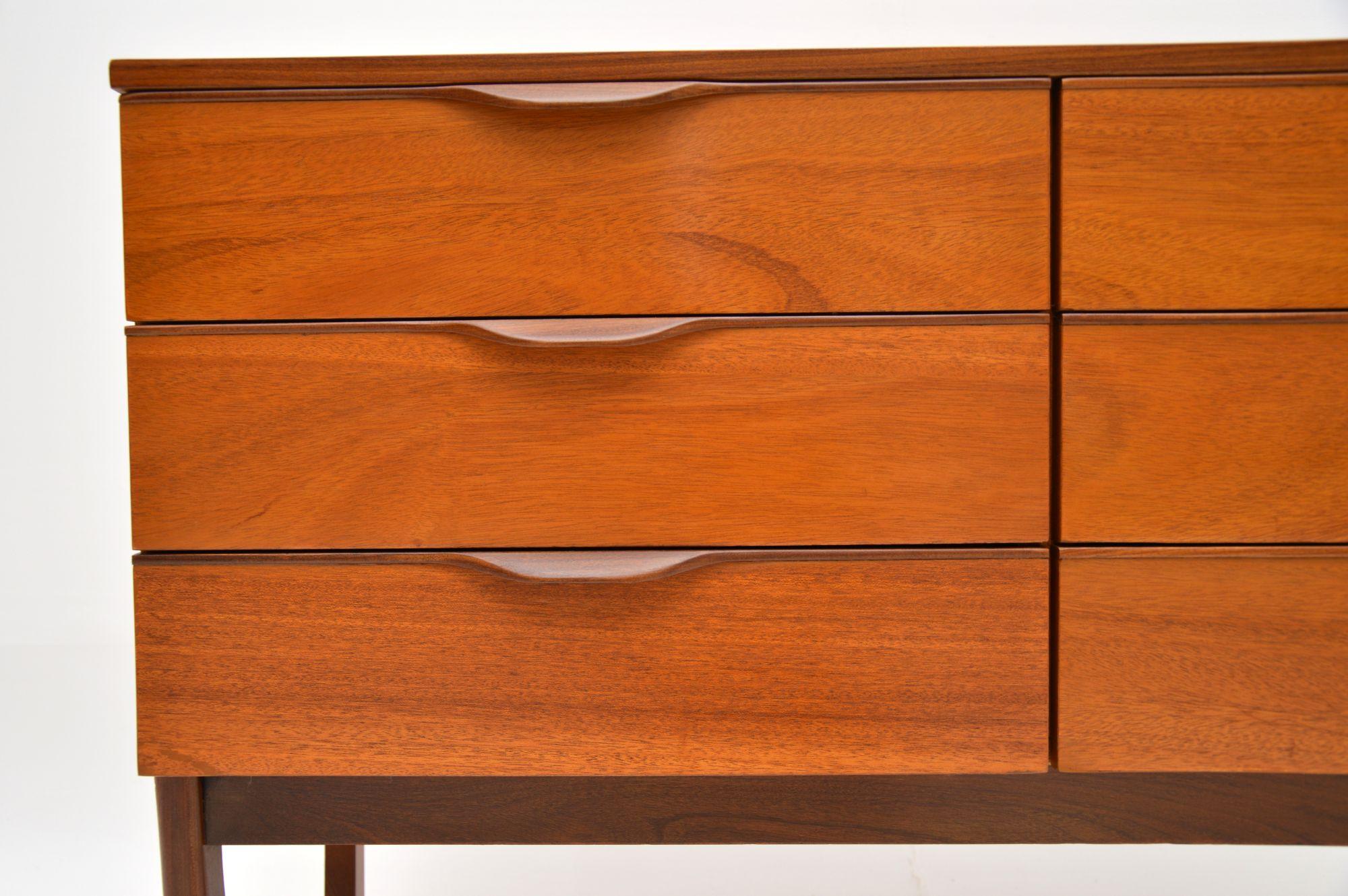 English 1960s Vintage Mahogany Sideboard or Chest of Drawers