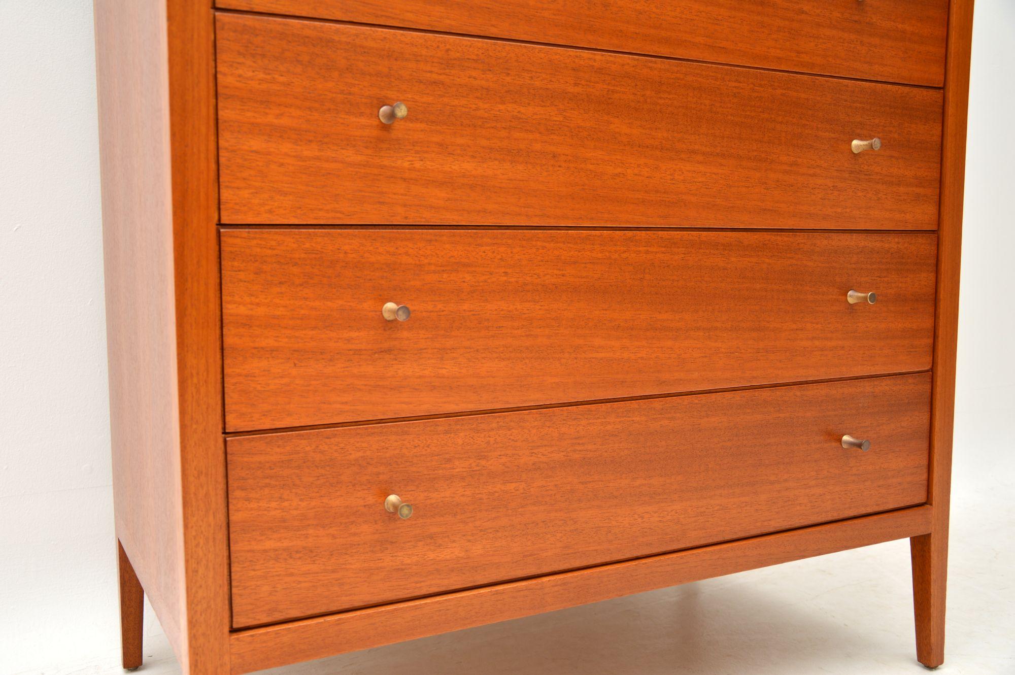 Mid-20th Century 1960s Vintage Mahogany Tall Boy Chest of Drawers