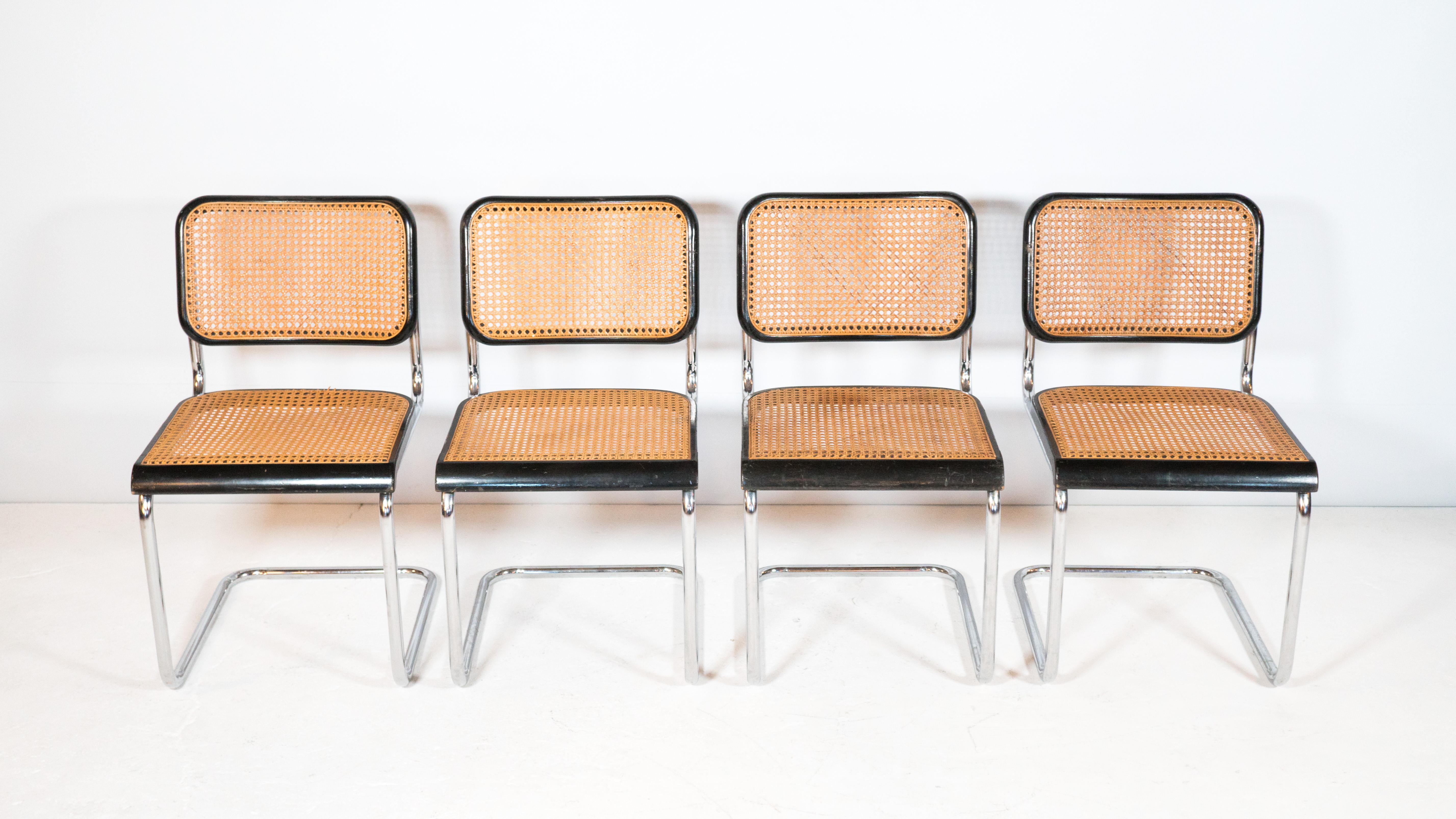 Mid-Century Modern 1960s Vintage Marcel Breuer Attributed. Cesca Dining Chairs by Gfm - Set of 4 For Sale