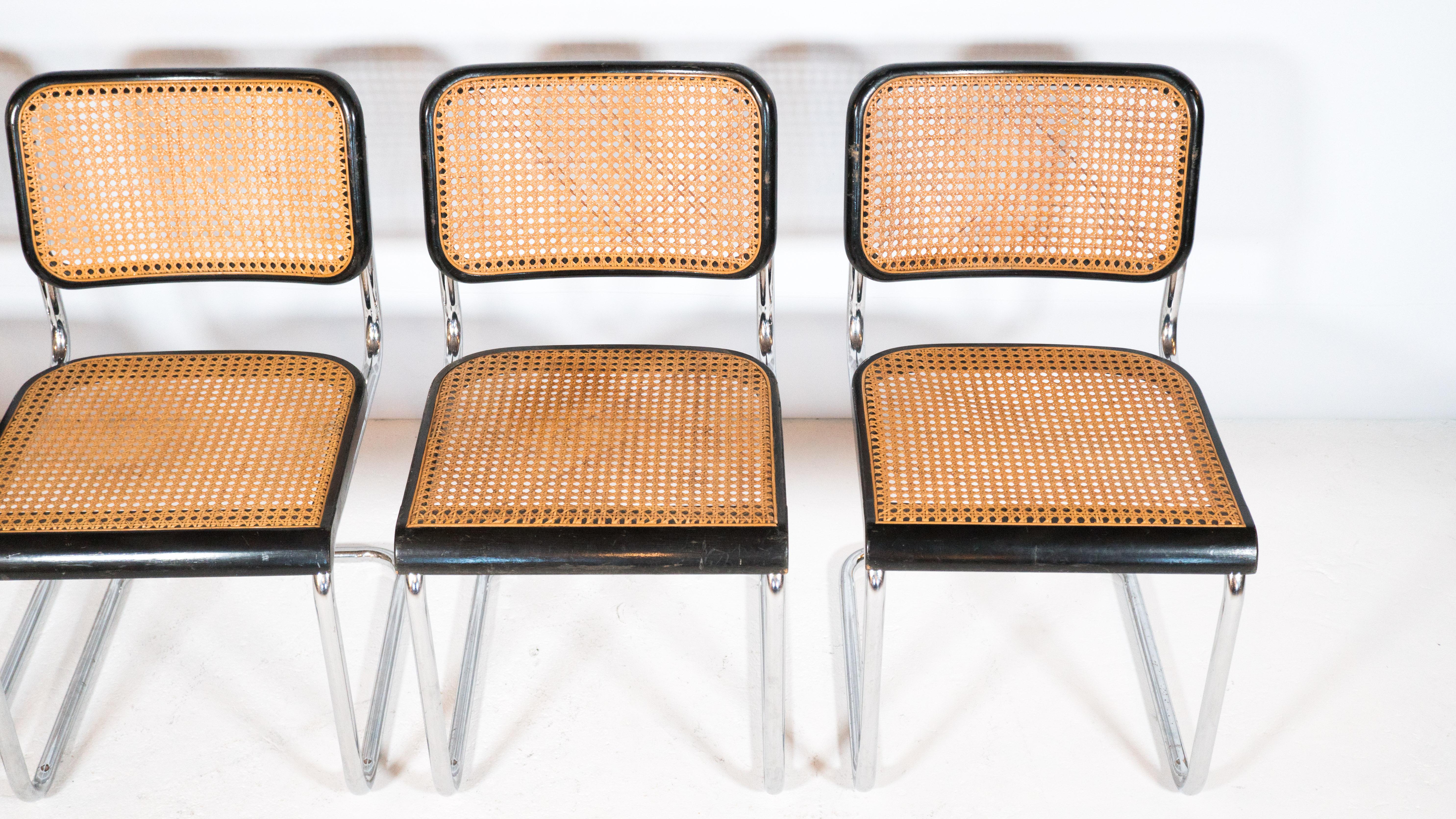 Mid-20th Century 1960s Vintage Marcel Breuer Attributed. Cesca Dining Chairs by Gfm - Set of 4 For Sale