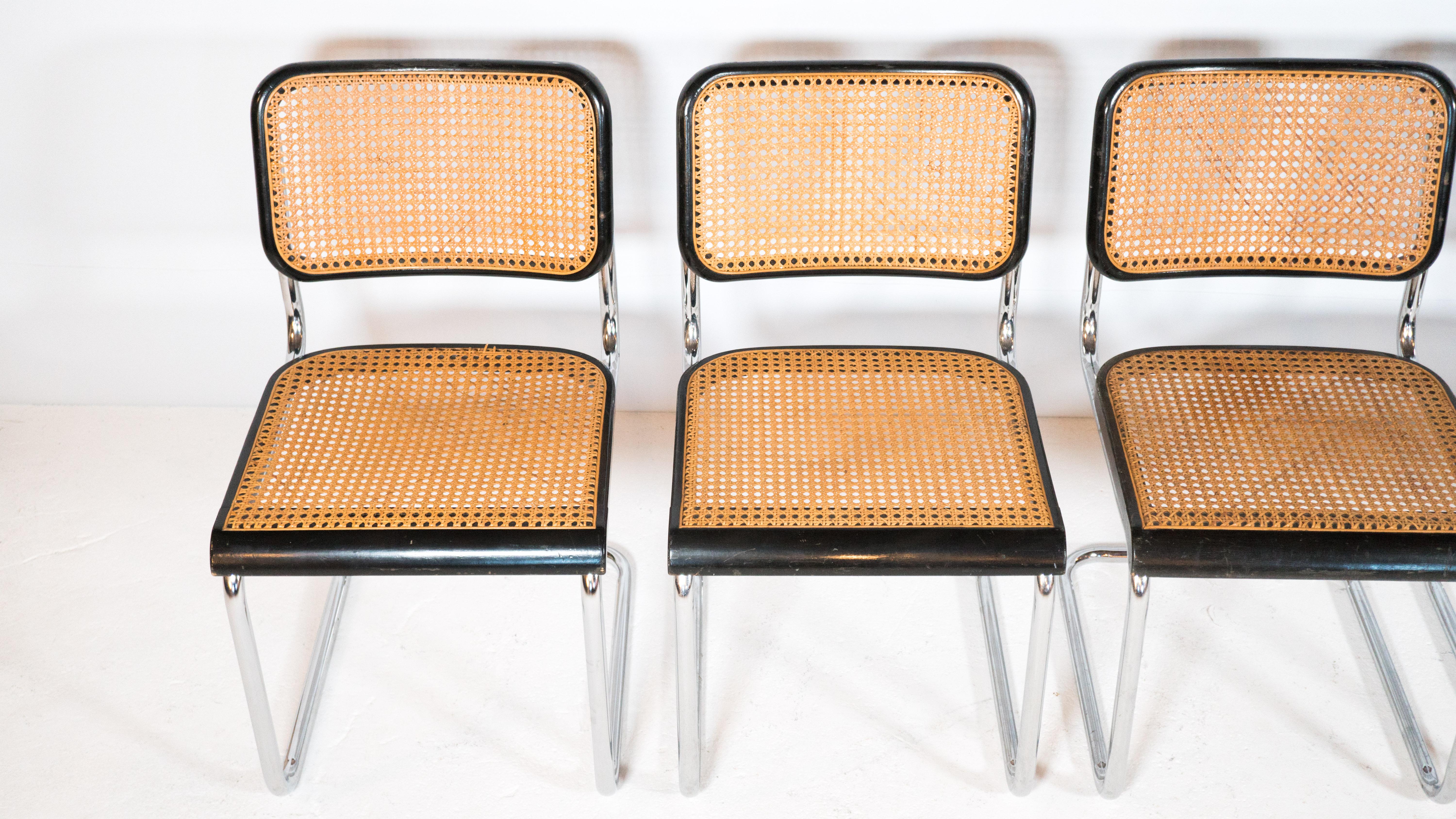 Cane 1960s Vintage Marcel Breuer Attributed. Cesca Dining Chairs by Gfm - Set of 4 For Sale