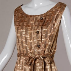 1960s Vintage Metallic Brocade Cocktail Dress