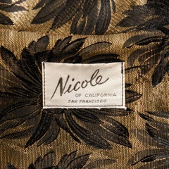 1960s Vintage Metallic Gold Damask Opera or Evening Coat with Pop Up Collar