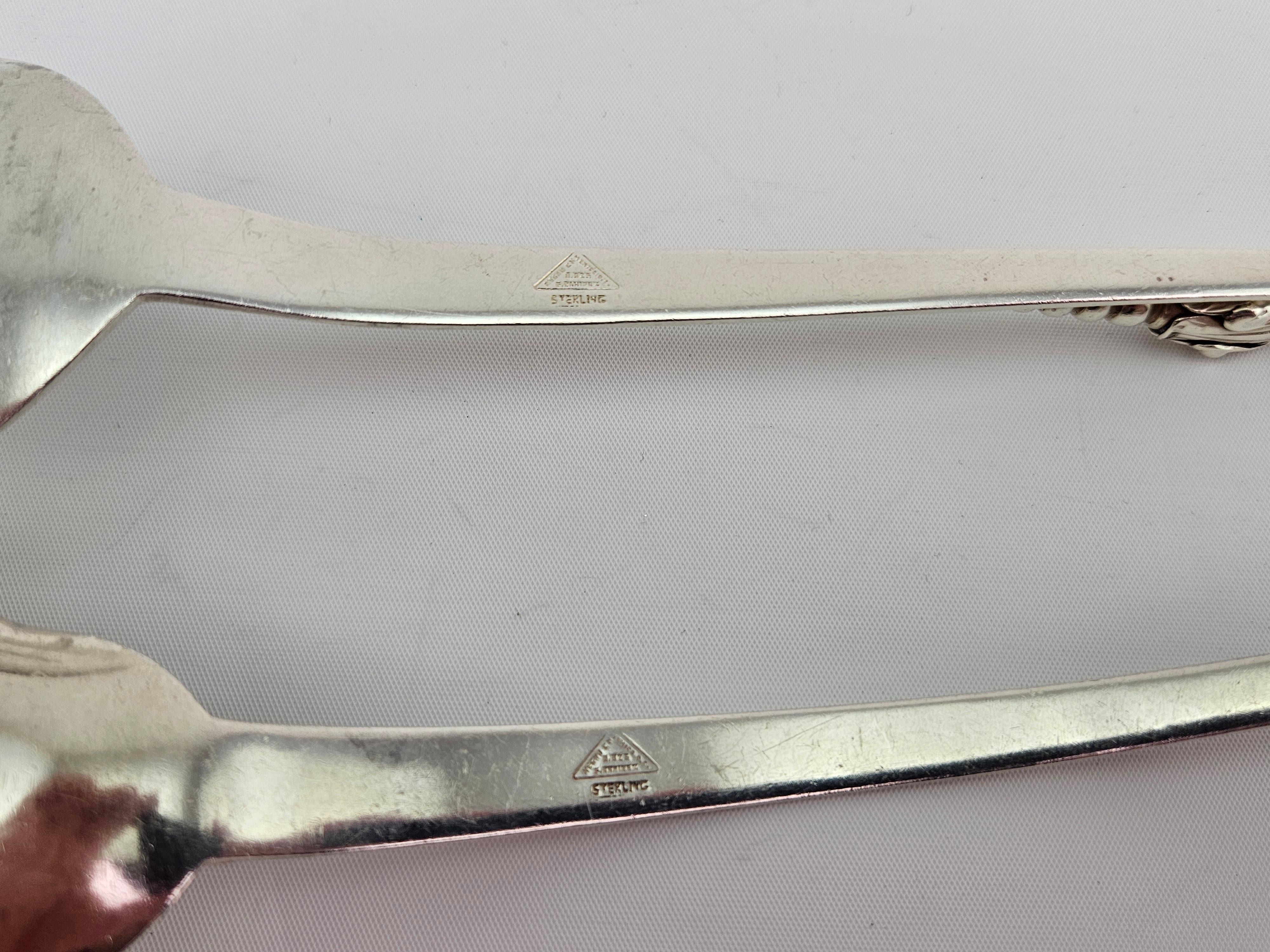 Argent sterling Couverts à salade mexicains vintage F. Ramirez en argent sterling à motif de fleurs des années 1960 en vente