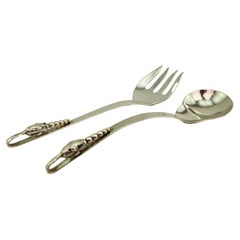 F&F Vintage del 1960 in argento Sterling F. Ramirez, servitori da insalata con motivo a fiore
