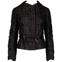 1960s Vintage Michael Novarese Black + Pink Silk Jacket with Rhinestone Buttons