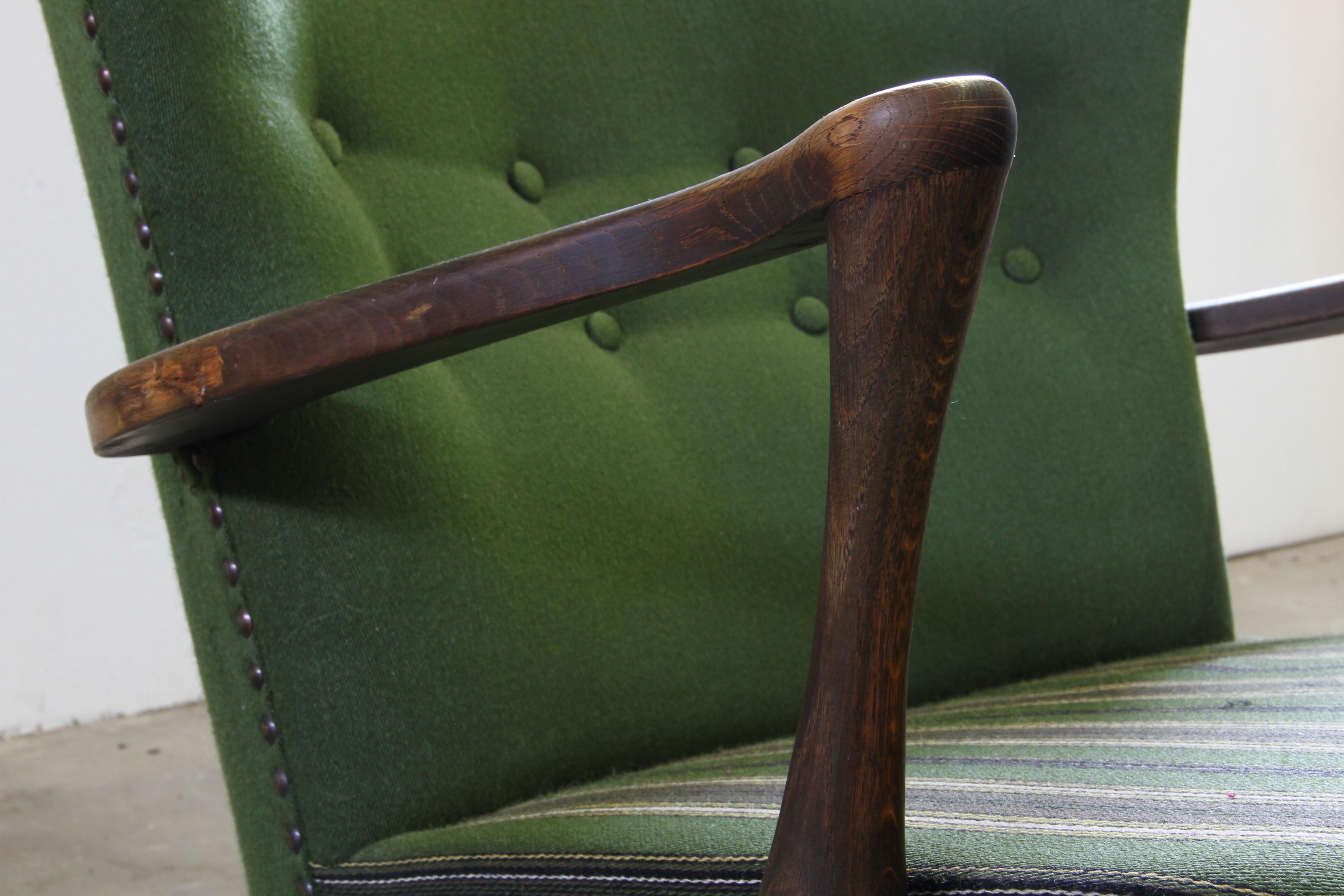 Silla de salón Vintage de mediados de siglo de los 60, estilo Roble teñido oscuro de Viggo Boesen en venta 7