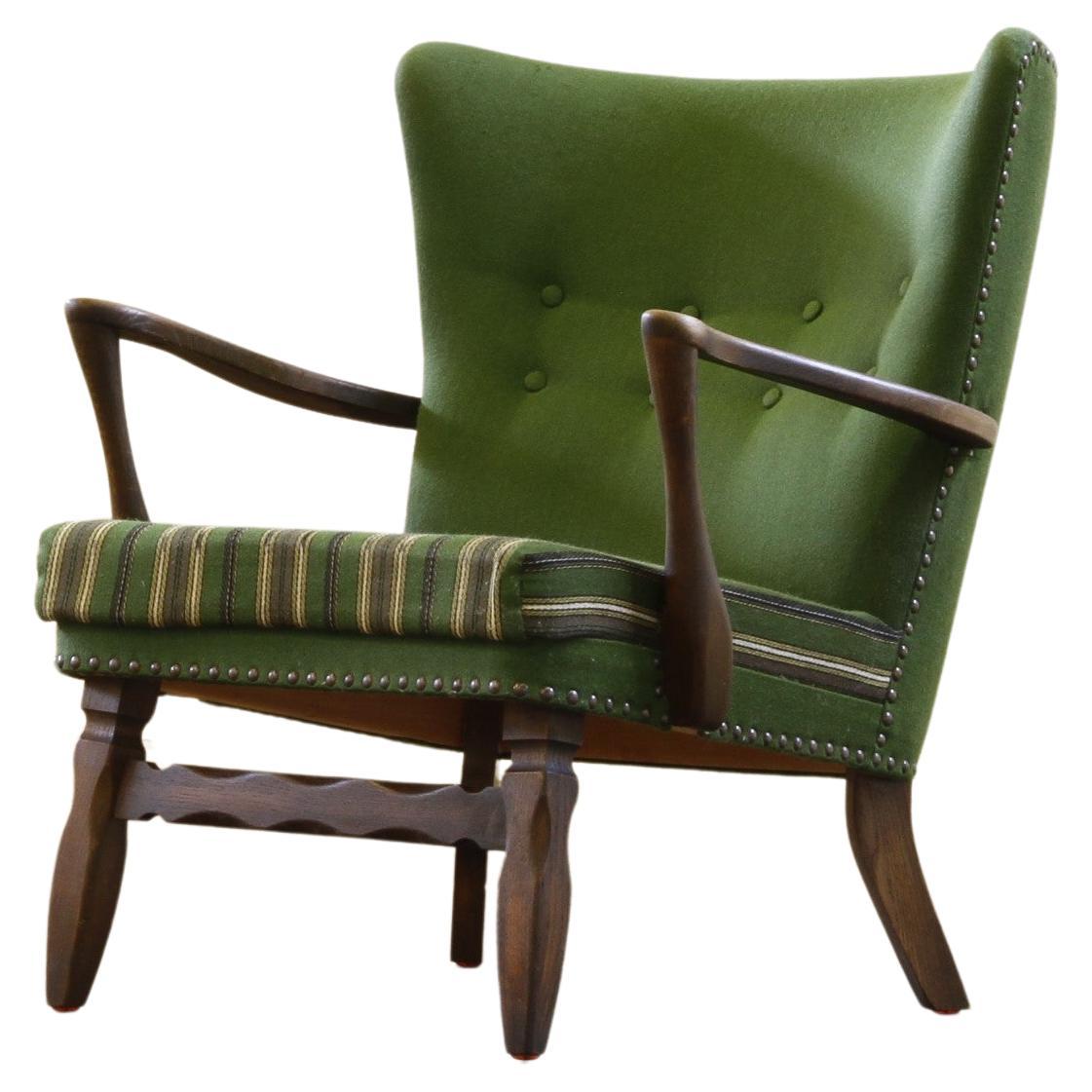 Silla de salón Vintage de mediados de siglo de los 60, estilo Roble teñido oscuro de Viggo Boesen en venta