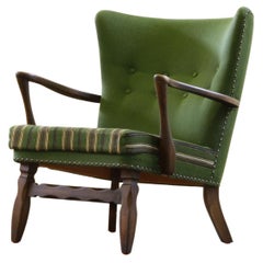 1960s Vintage Mid-Century Lounge Chair, dark Stained Oak style of Viggo Boesen