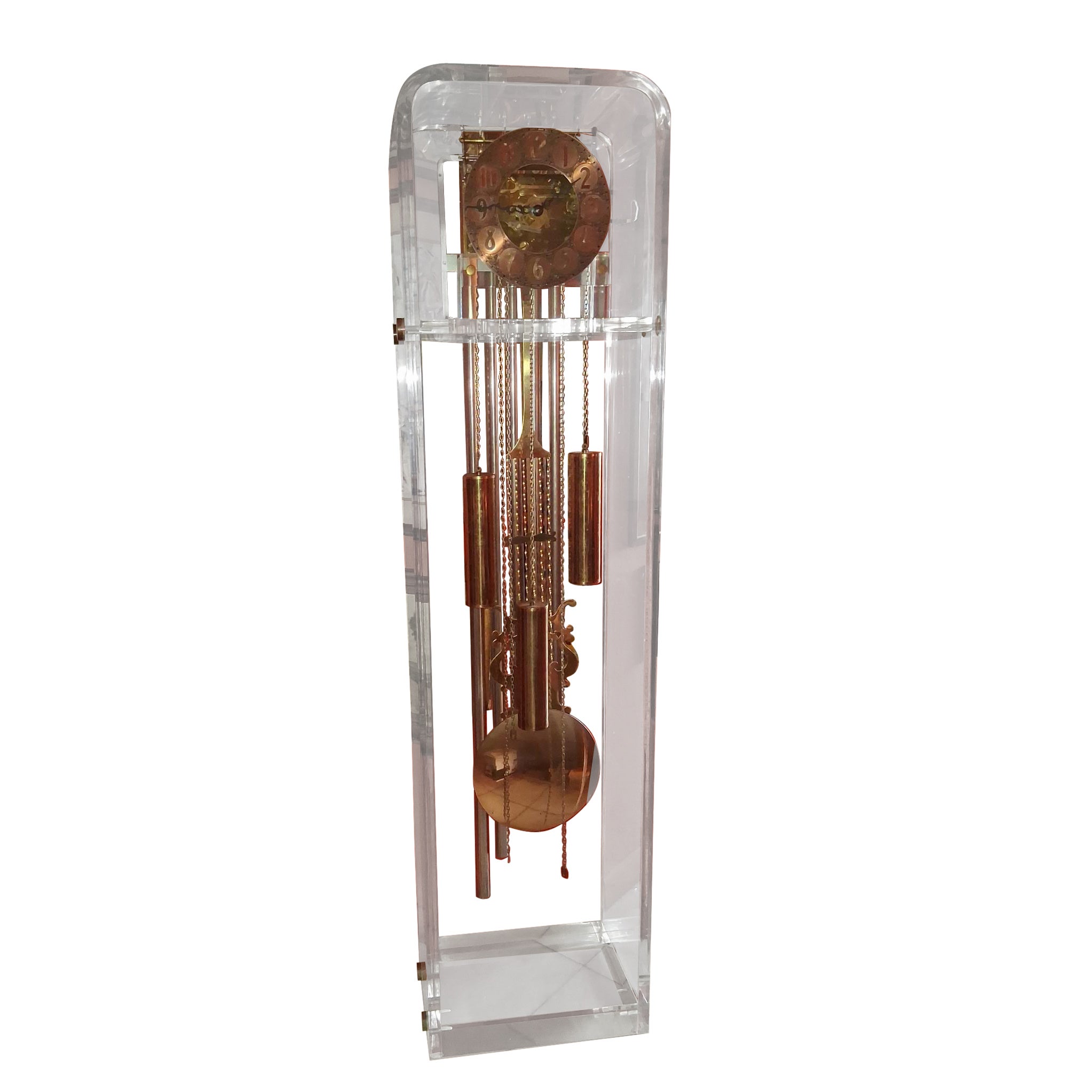1960's Vintage Mid Century Modern Lucite Grandfather Clock