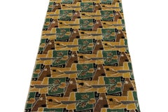1960er Jahre Vintage Mid-Century Modern Teppich, grünes florales Deko-Muster von Teppich & Kelim