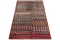 1960er Jahre Vintage Mid-Century Modern Teppich in rotem geometrischem Muster von Teppich & Kelim