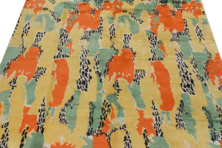 1960s Vintage Mid-Century Modern Rug, Piece in Yellow Orange Blue by ...