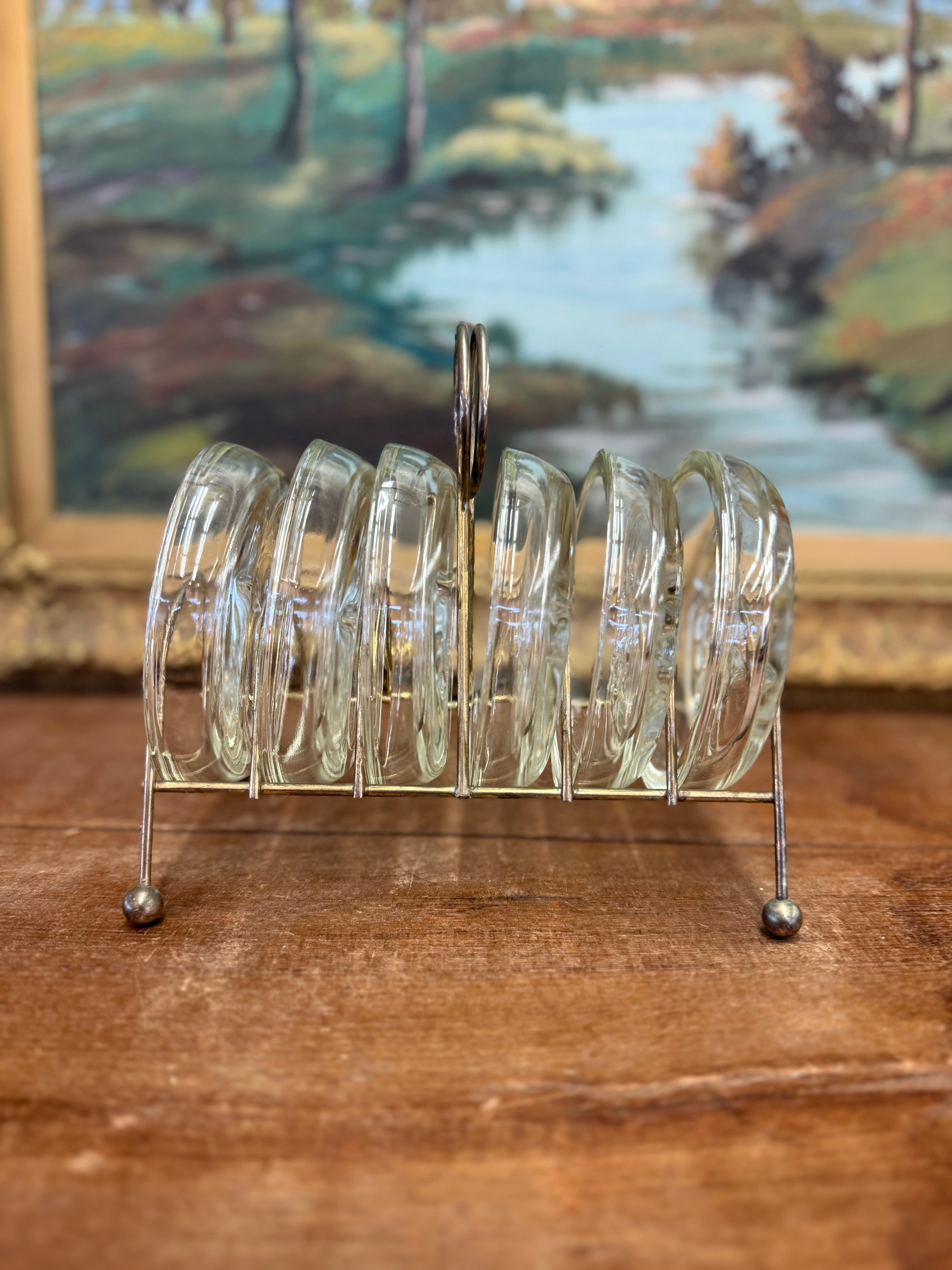1960er Jahre Vintage Mid-Century Modern Stil 6 Glasmantel Hollywood Regency Caddy im Zustand „Gut“ im Angebot in Seattle, WA