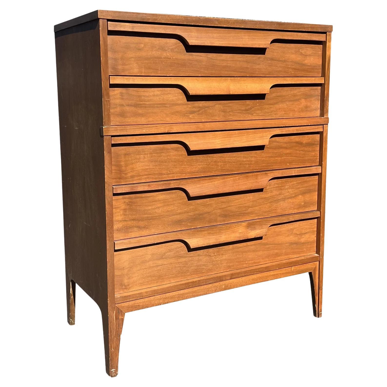 1960s Vintage Mid Century Modern Tall Dresser Highboy Danish Style
