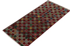 1960s Vintage Mid-Century Runner in Multicolor Geometric Patterns by Rug & Kilim