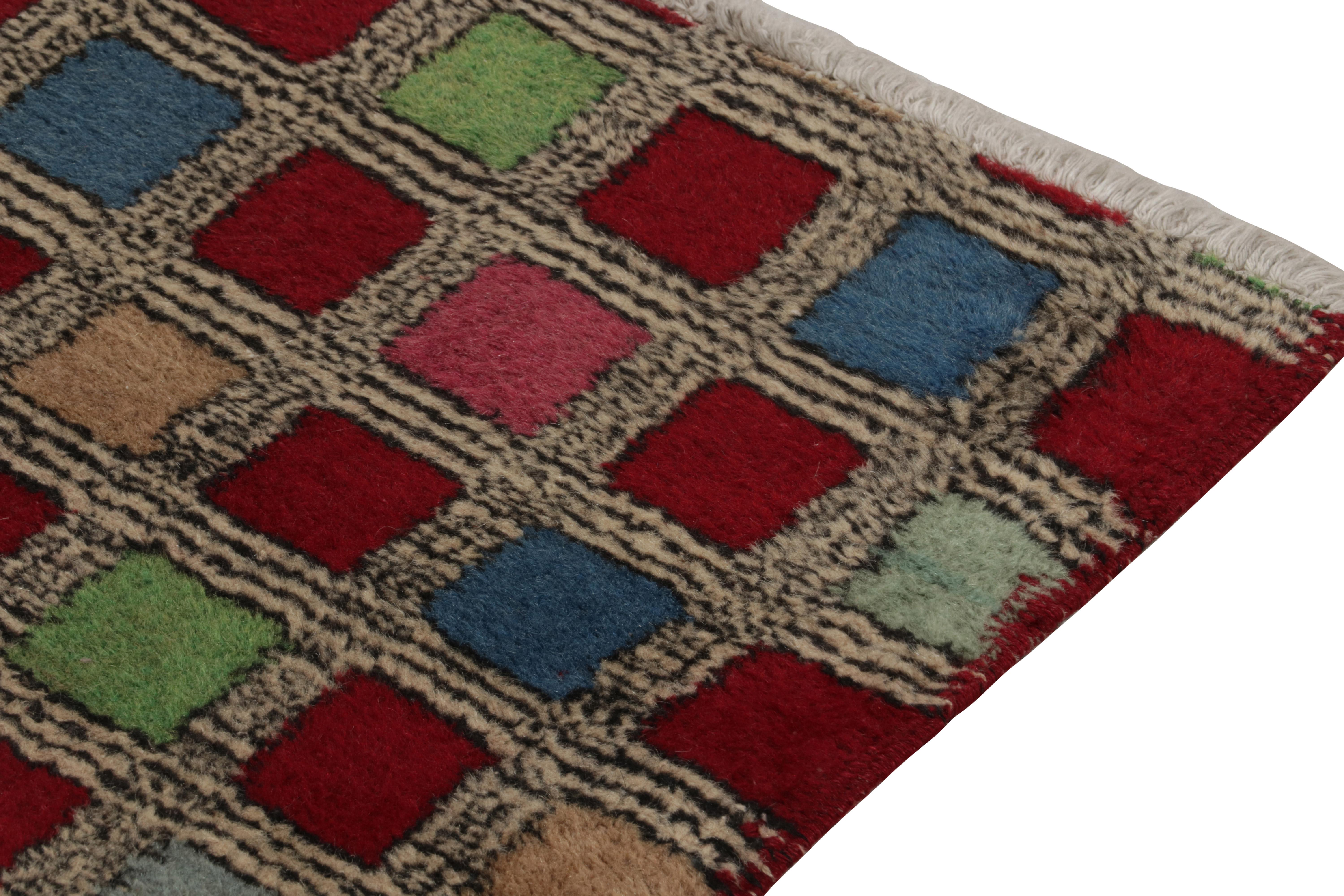 1960s Vintage Mid-Century Runner in Multicolor Geometric Patterns by Rug & Kilim In Good Condition For Sale In Long Island City, NY