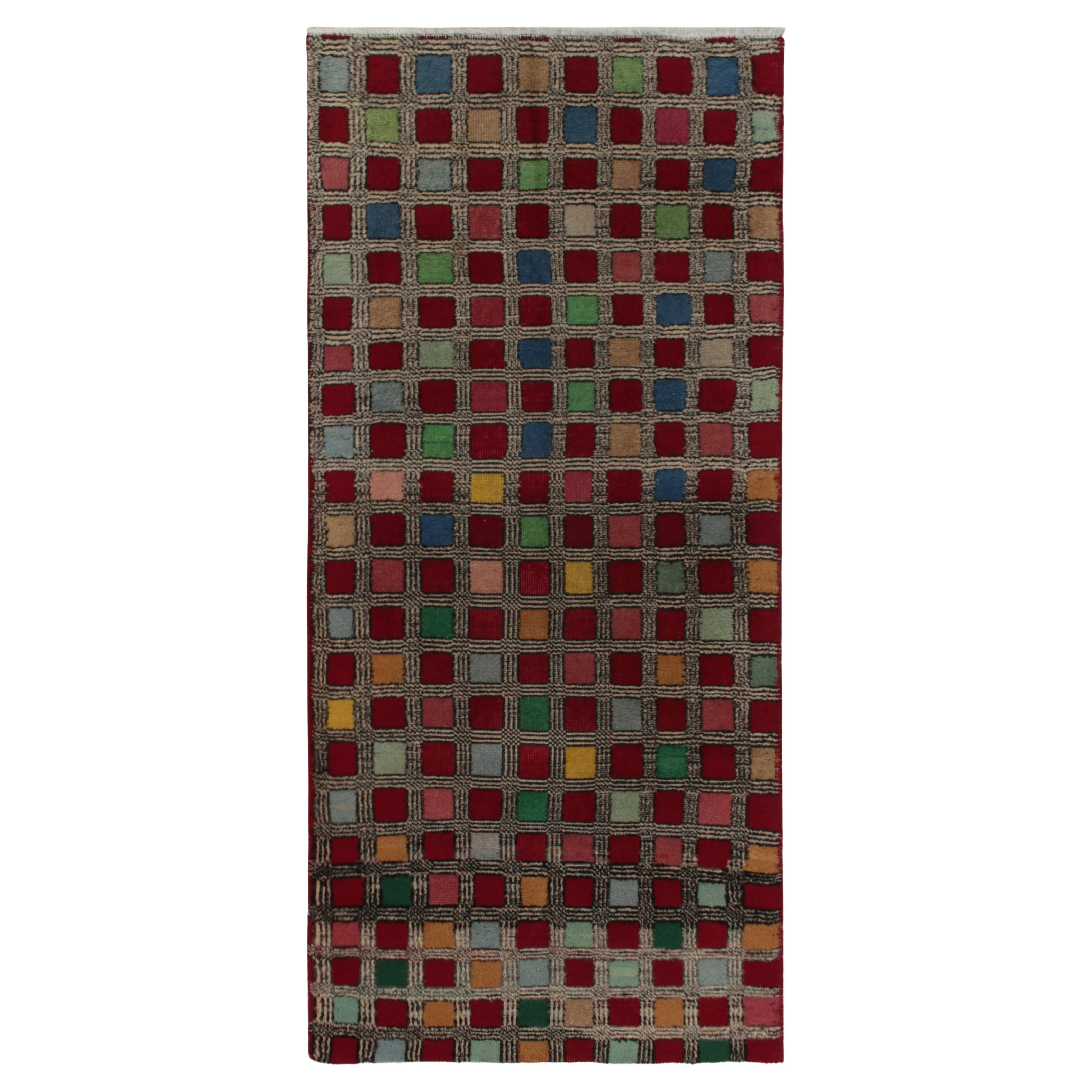 1960s Vintage Mid-Century Runner in Multicolor Geometric Patterns by Rug & Kilim For Sale